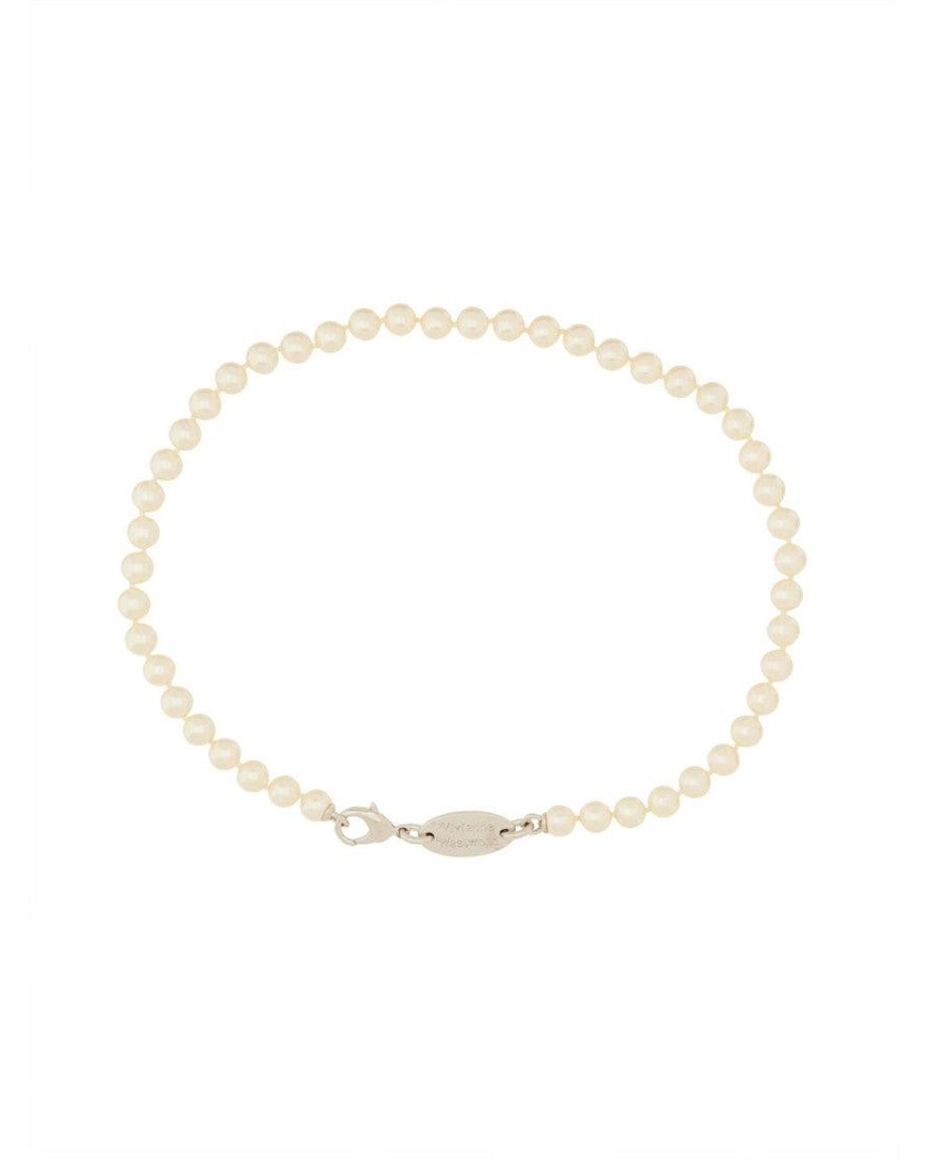 Vivienne Westwood White Collana Stuart Con Perle Swarowski