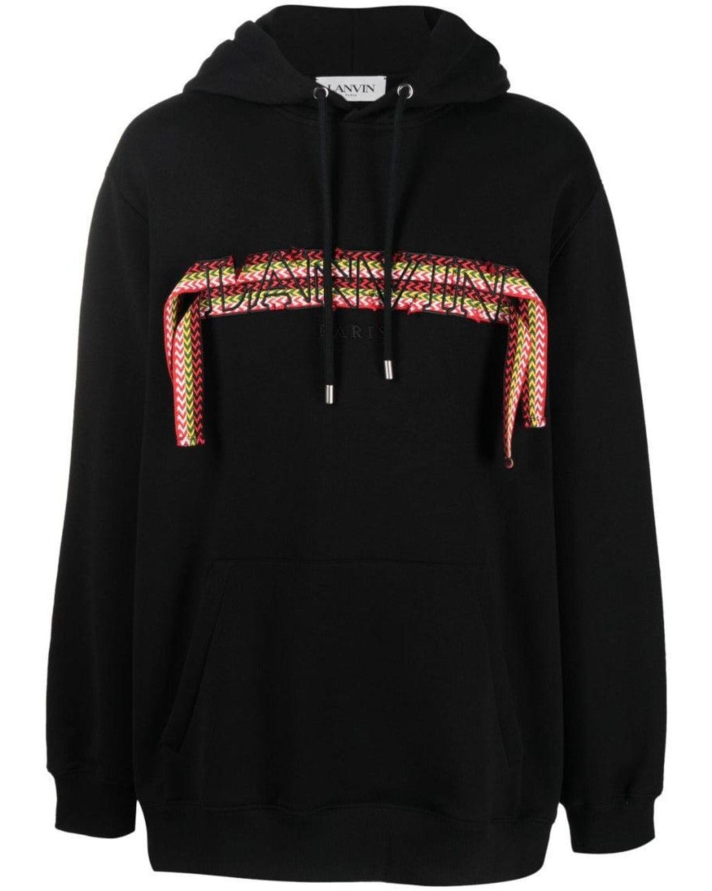 Lanvin Black Oversized Logo-Appliqu Hoodie for men