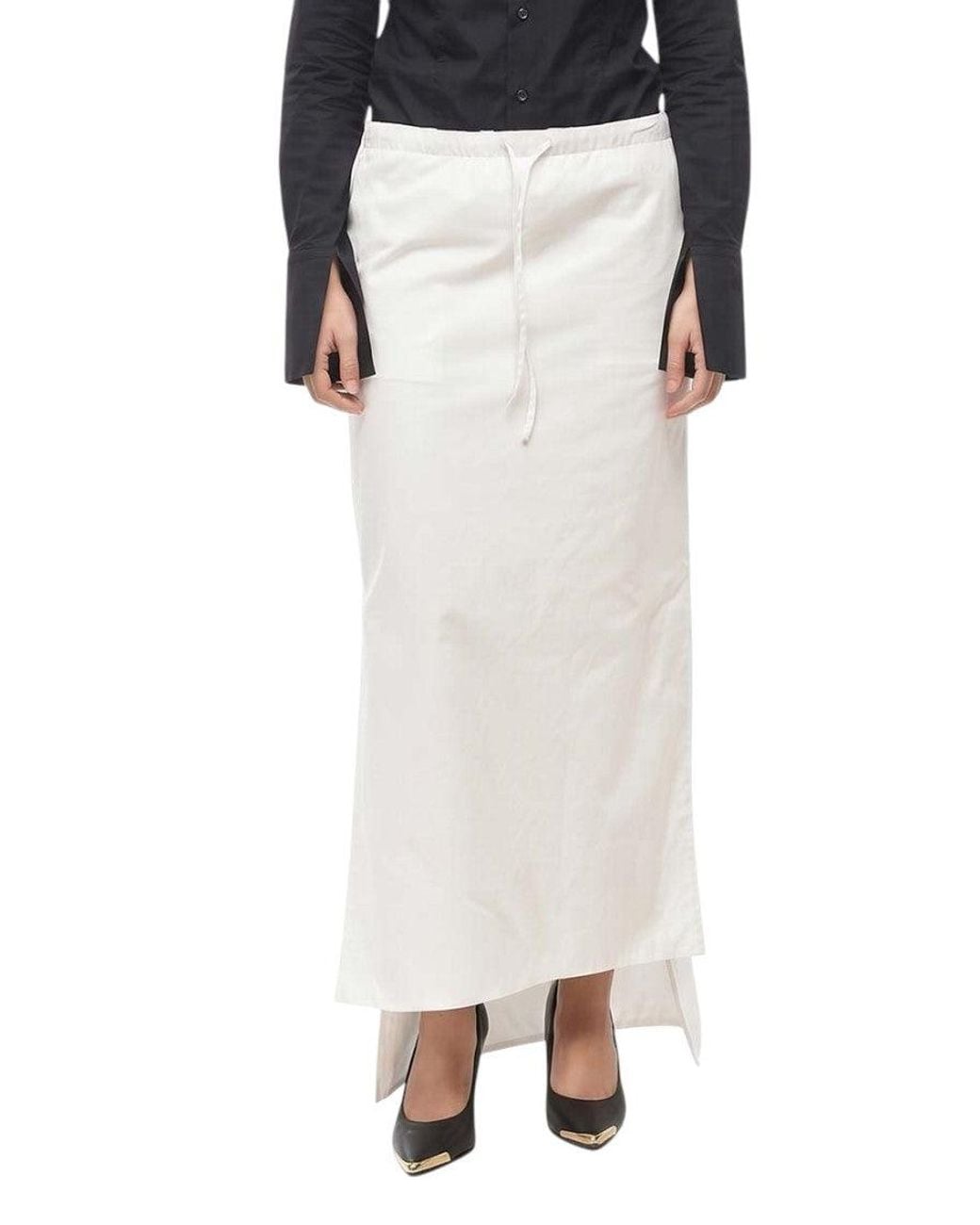 1989 STUDIO White Solid Maxi Skirt