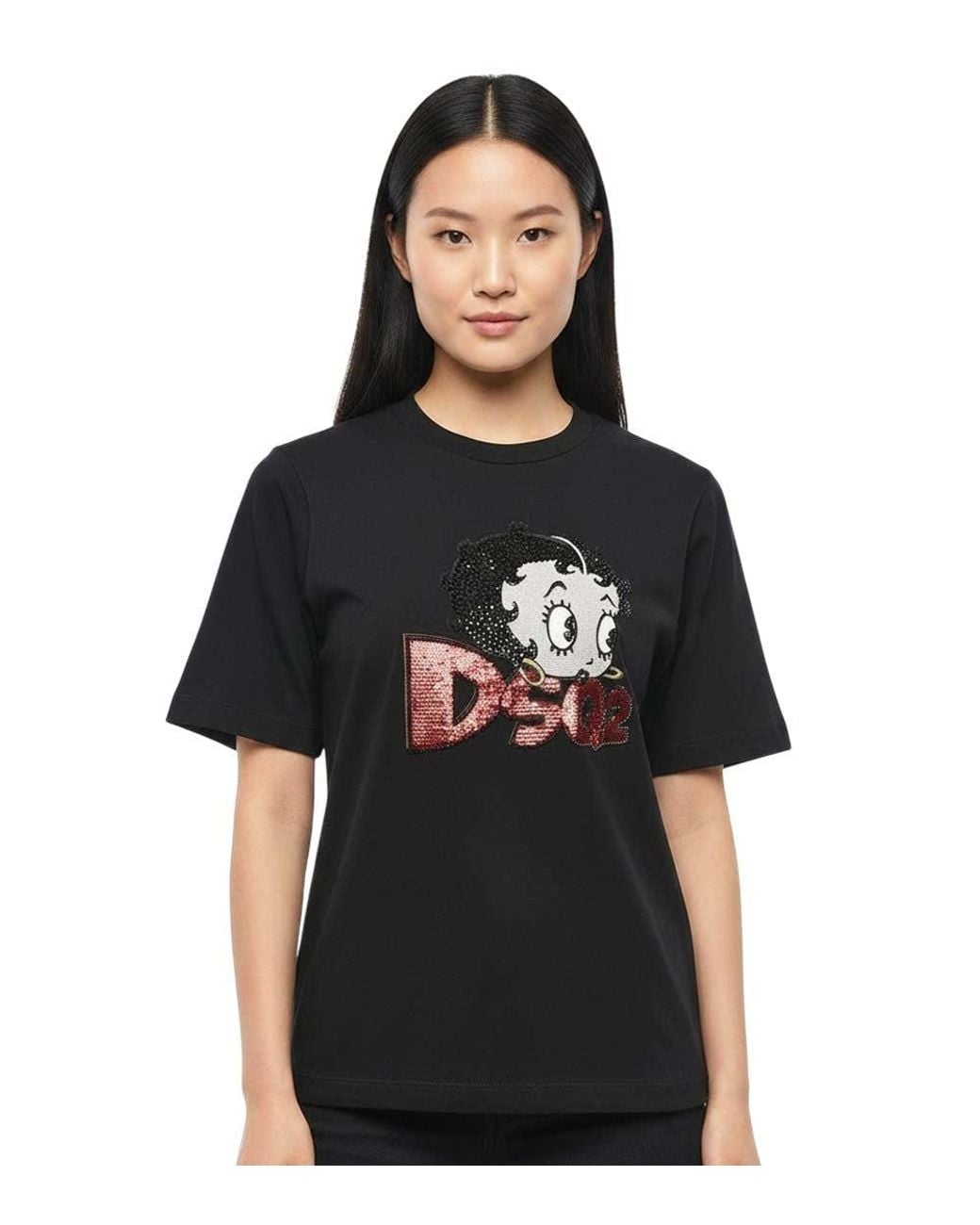 DSquared² Black Graphic Crew Neck T-Shirt