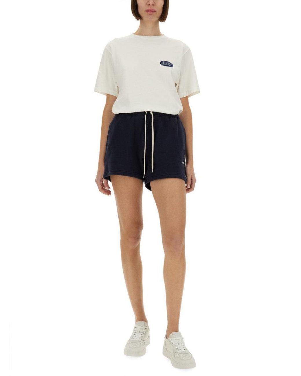 Autry Blue Cotton Solid Shorts