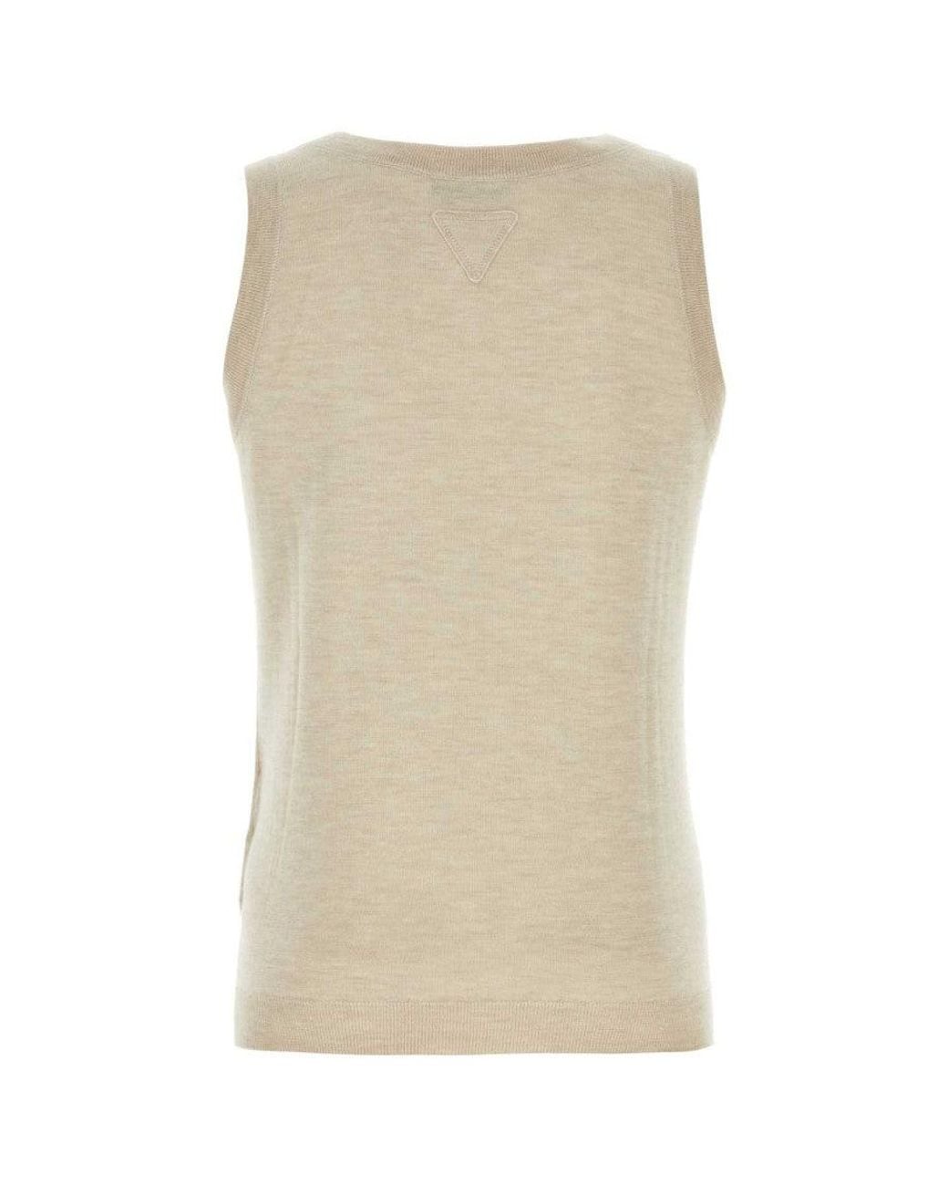 Prada Natural Melange Sand Cashmere Tank Top for men