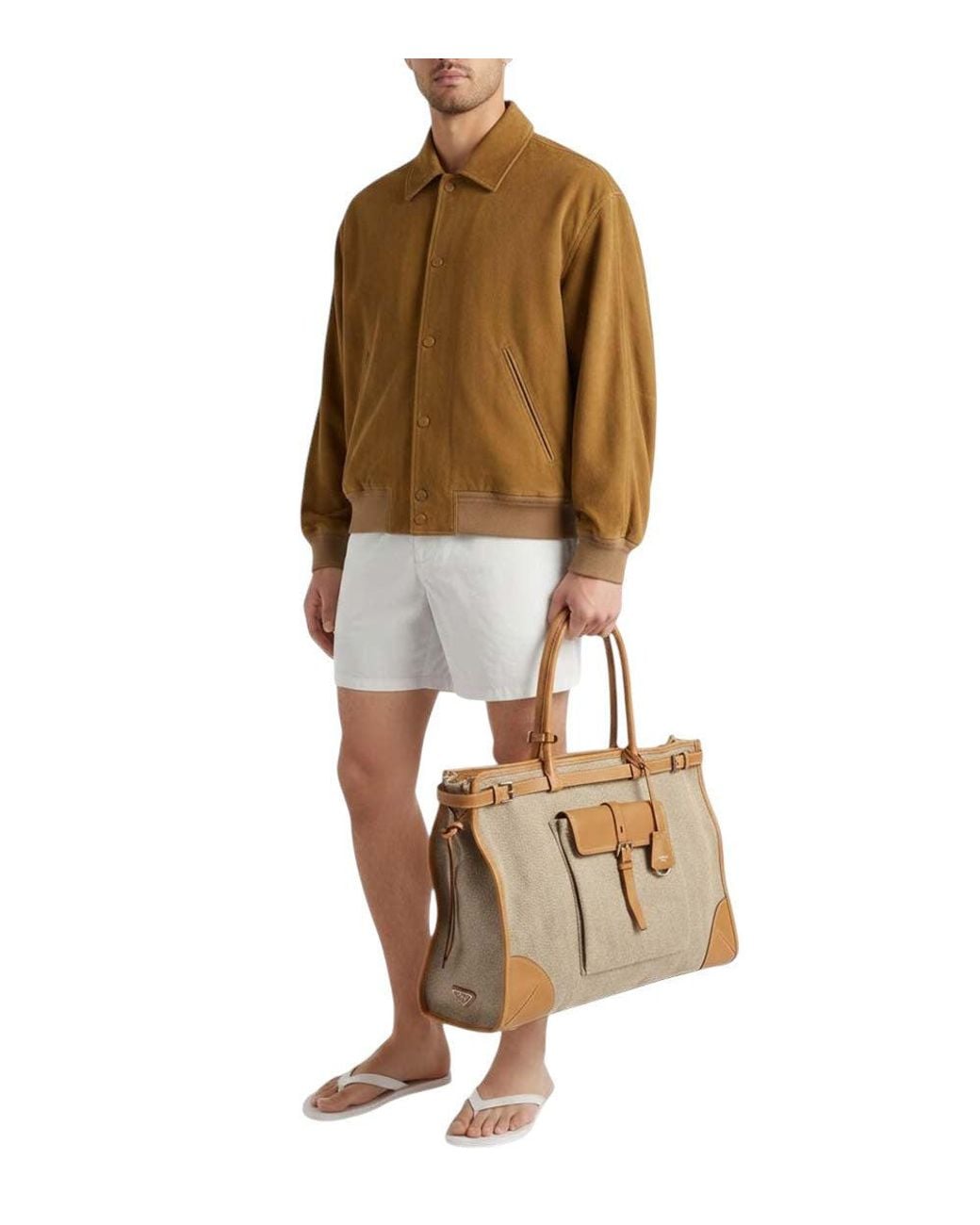 Prada Brown Natural Bonnie Large Tote for men