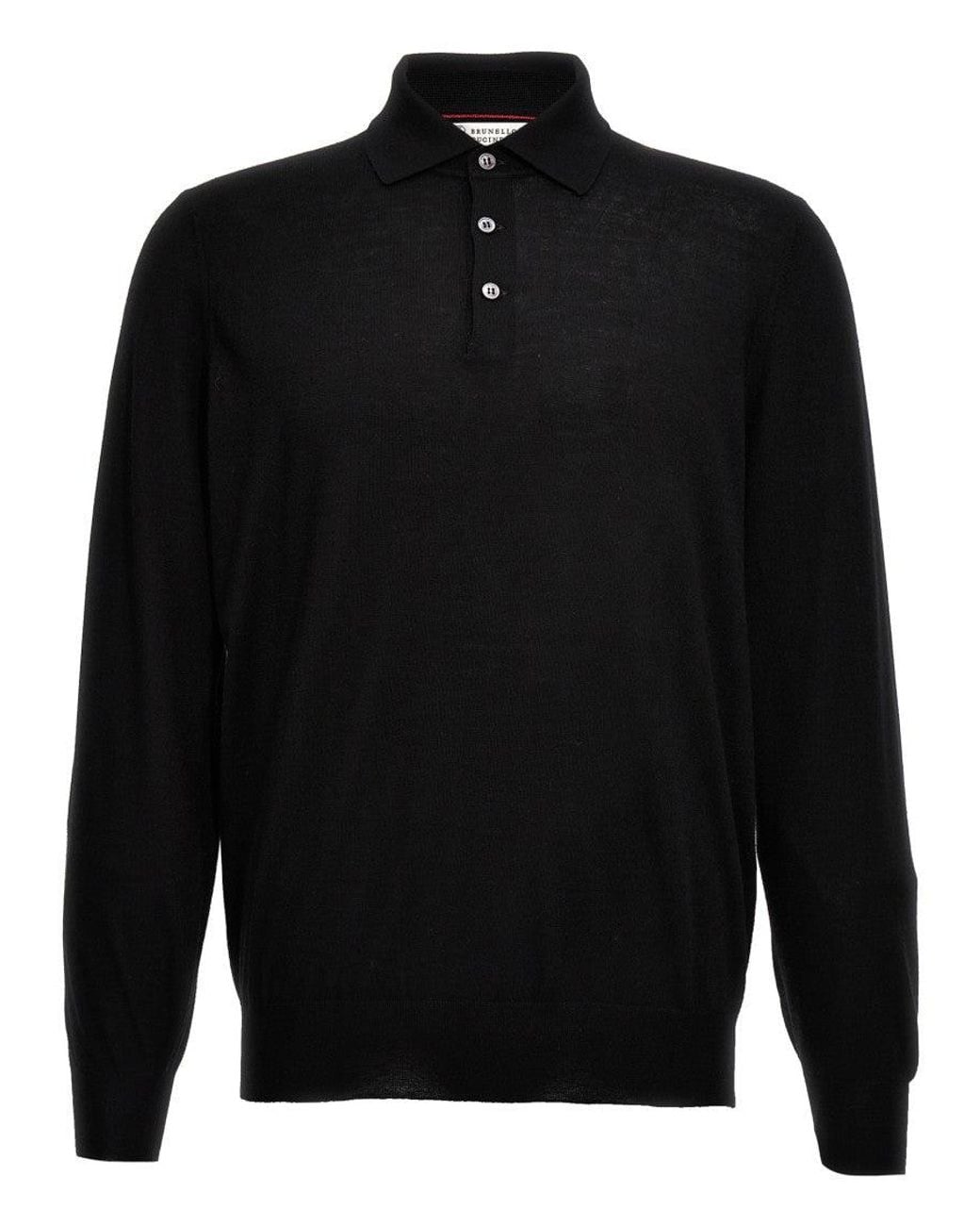 Brunello Cucinelli Black Knitted Polo Shirt for men