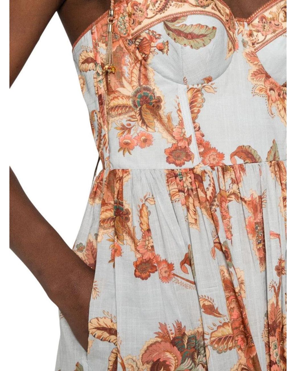 Zimmermann White Floral Sweet Heart Neck Maxi Dress
