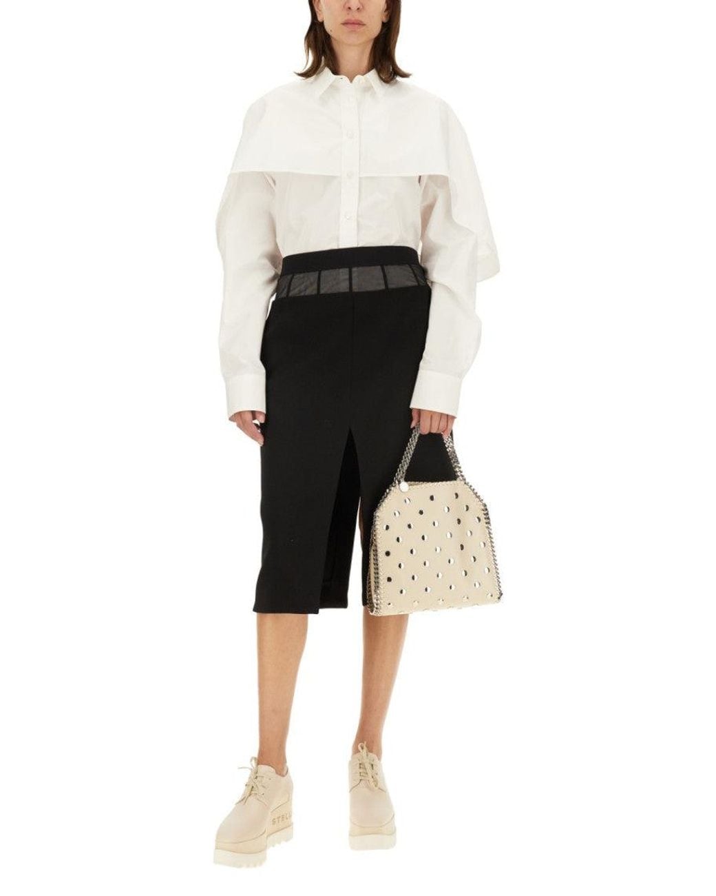 Stella McCartney Black Solid Midi Skirt
