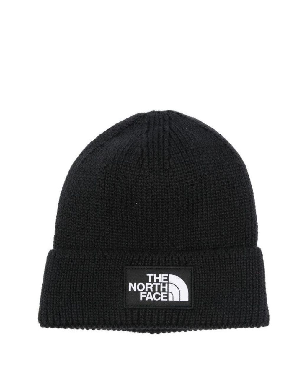 The North Face Black Logo Box Cuffed Beanie Hat