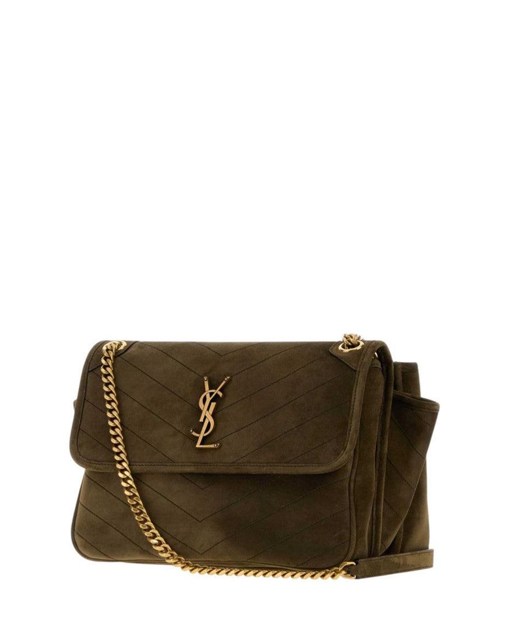 Saint Laurent Brown Army Suede Niki Tripouch Shoulder Bag