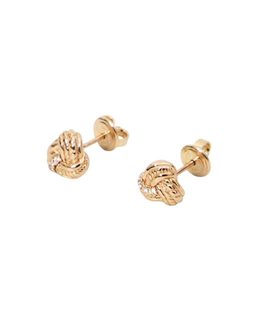 Bottega Veneta Metallic Golden Intreccio Stud Earrings