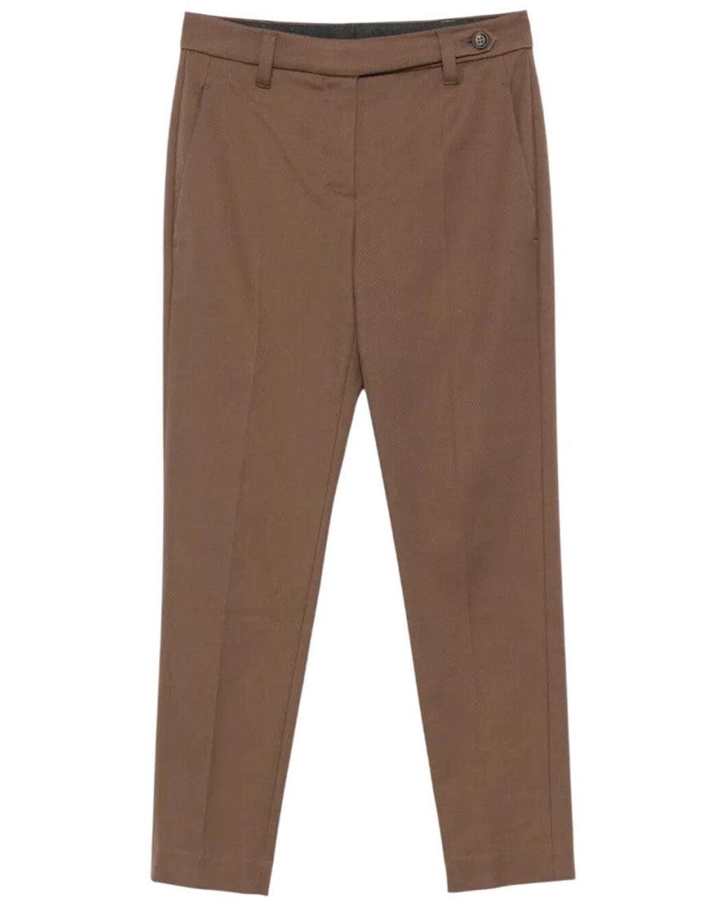 Brunello Cucinelli Brown Slim Flat Front Pants