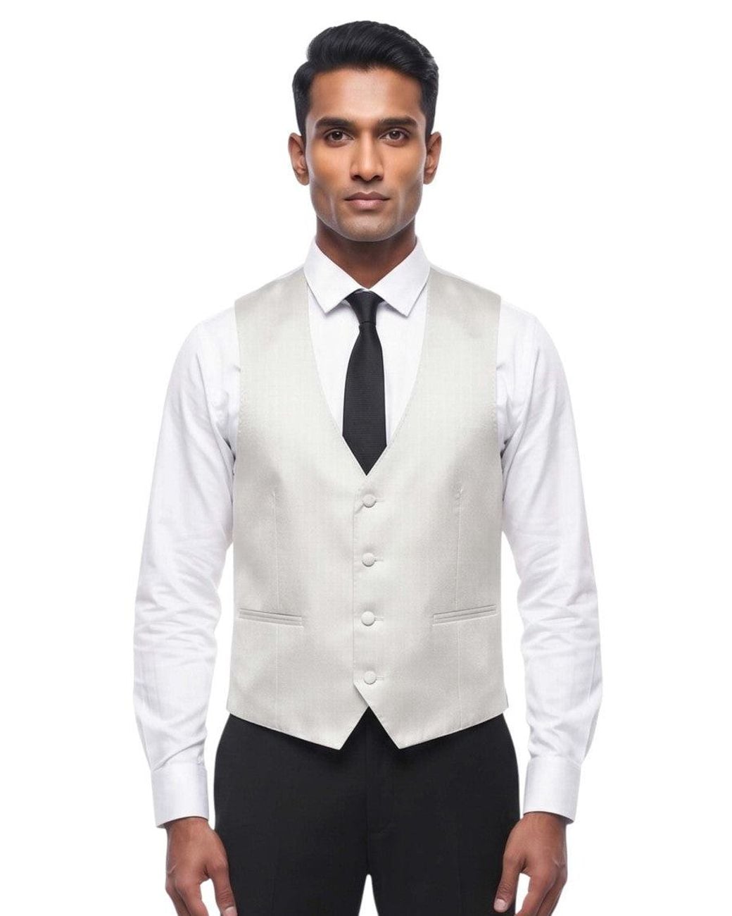 Corneliani White Textured Waistcoat for men