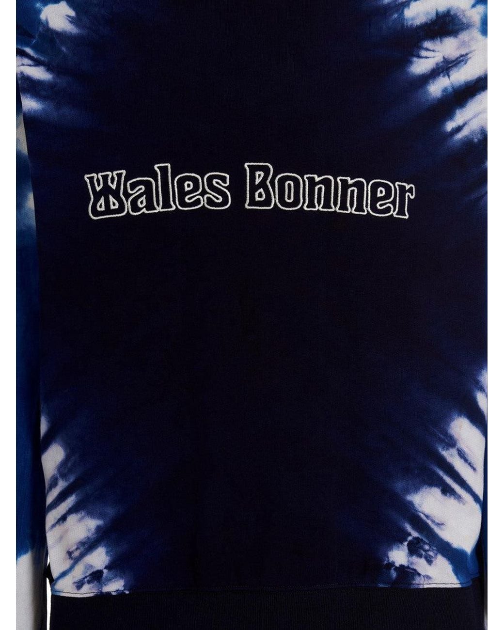 Wales Bonner Blue Logo Embroidery Tie Dye Sweatshirt for men