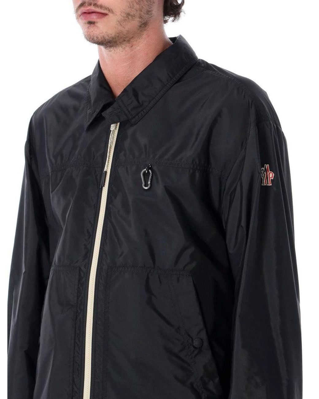 Moncler Blue Solid Shirt Collar Jacket for men