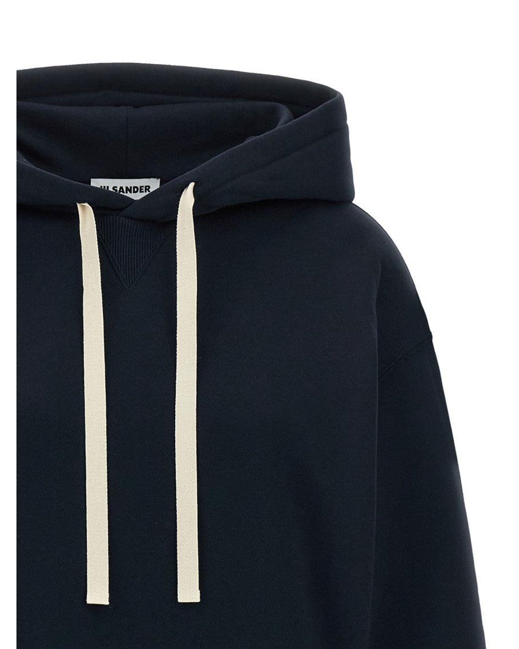 Jil Sander Blue Comfort Logo Hoodie