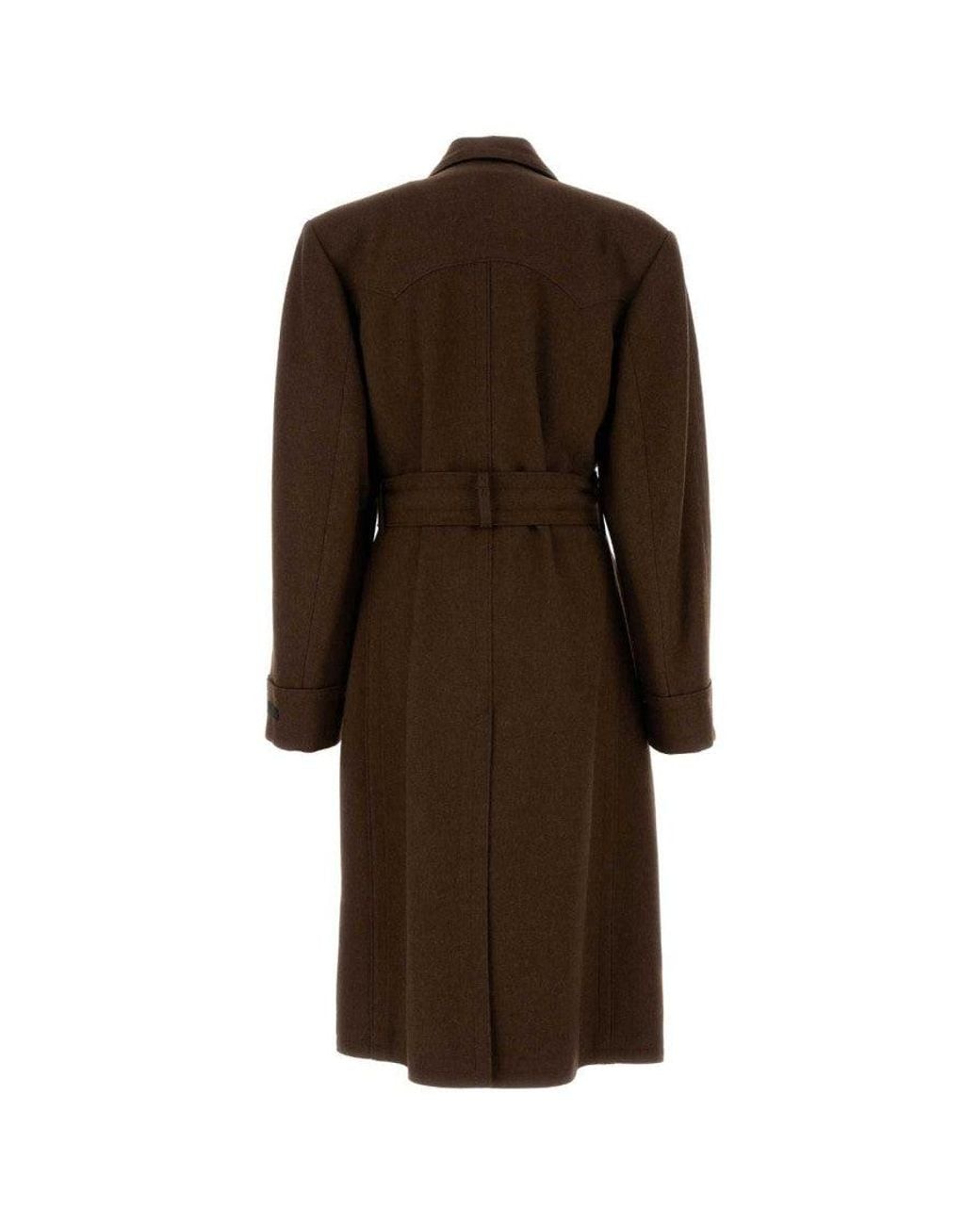 Prada Brown Wool Trench Coat for men