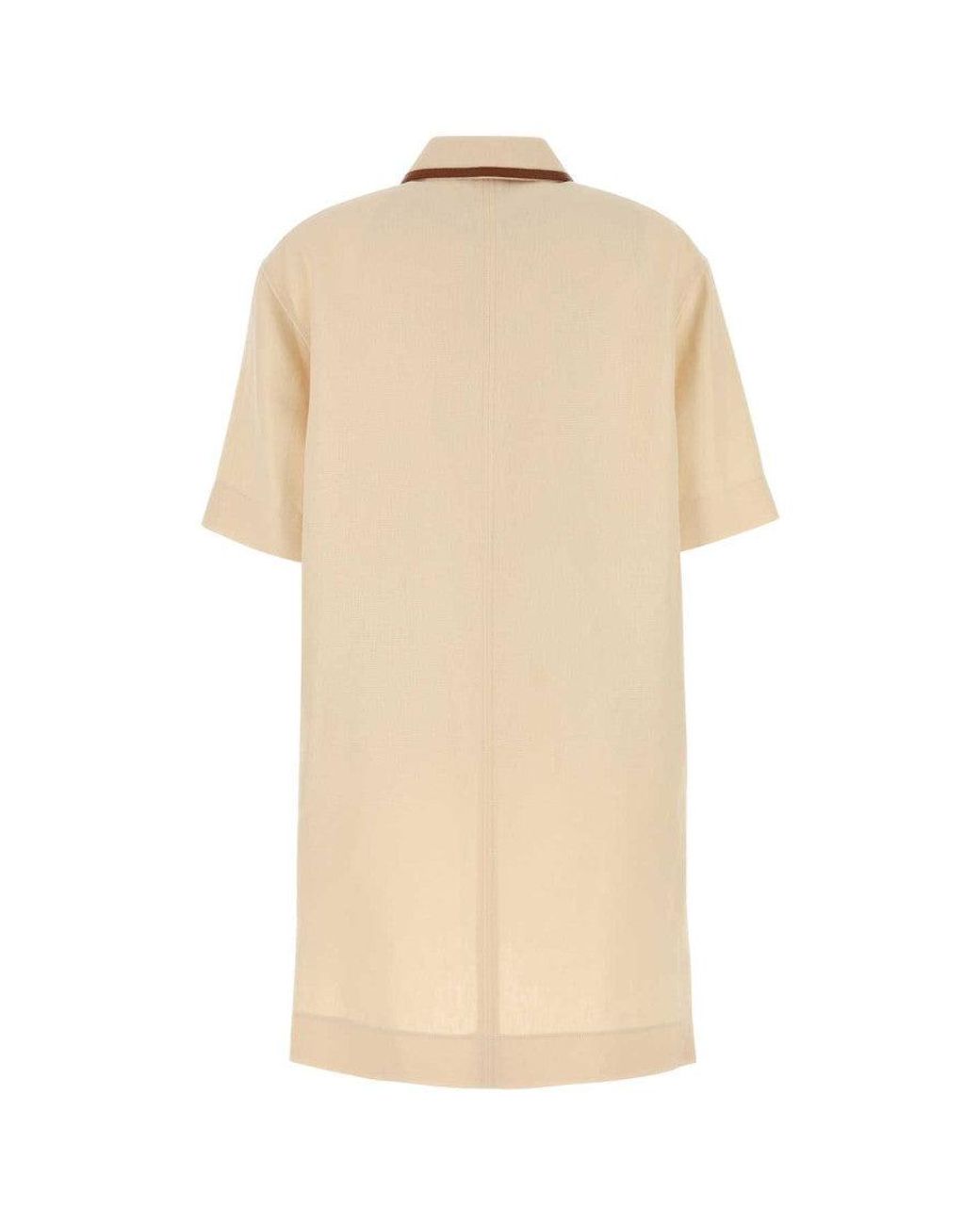 Gucci Natural Linen Canvas Dress With Horsebit