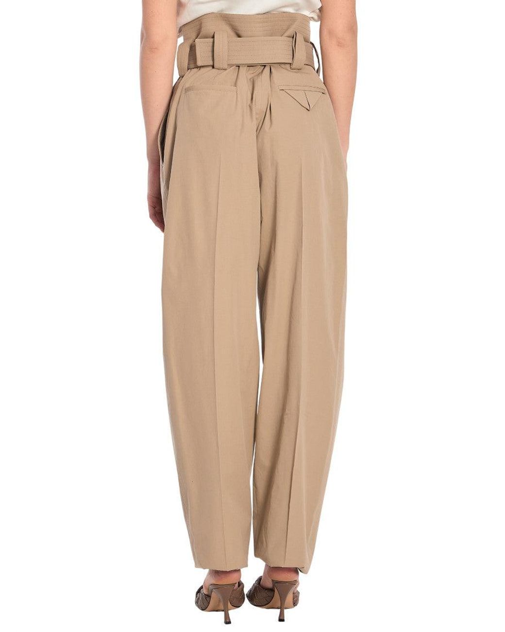 Bottega Veneta Natural Carrot Pleated Pants