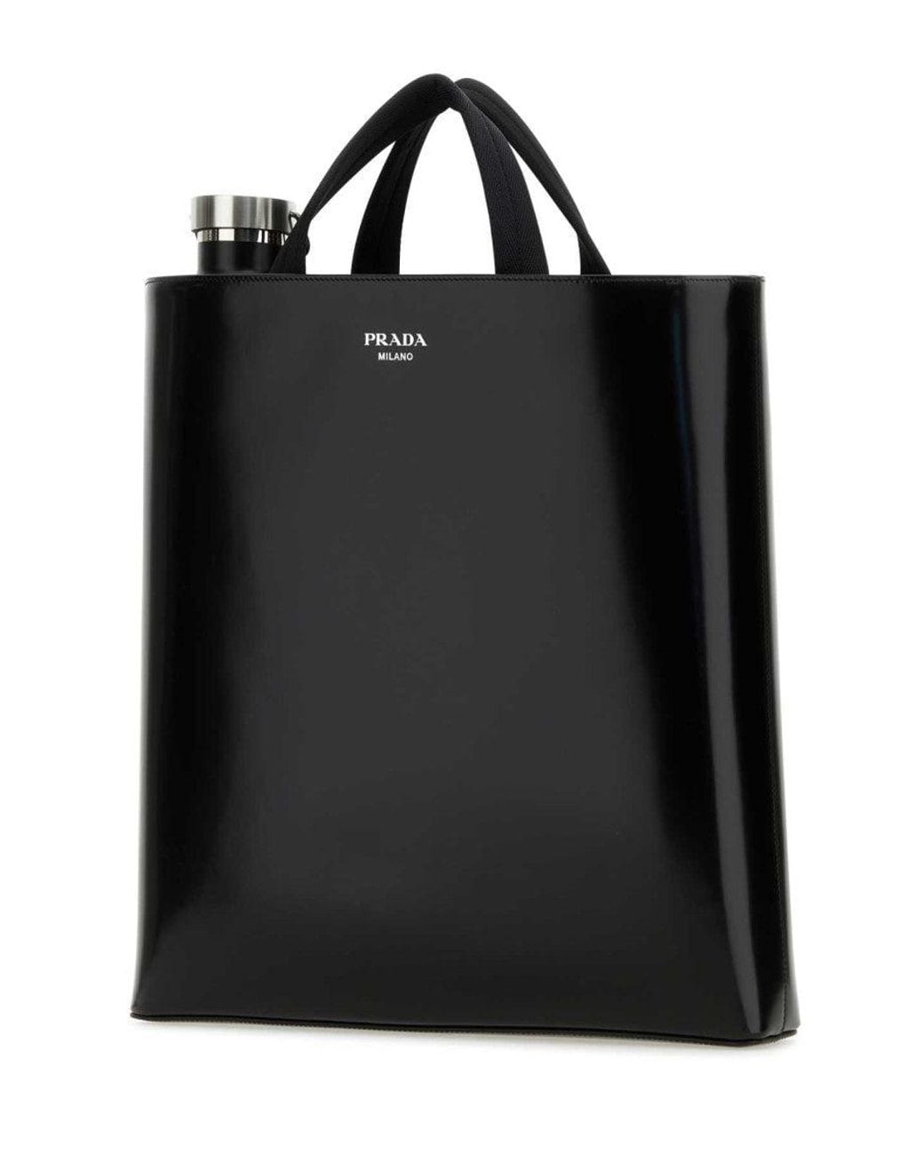 Prada Black Leather Tote Bag for men