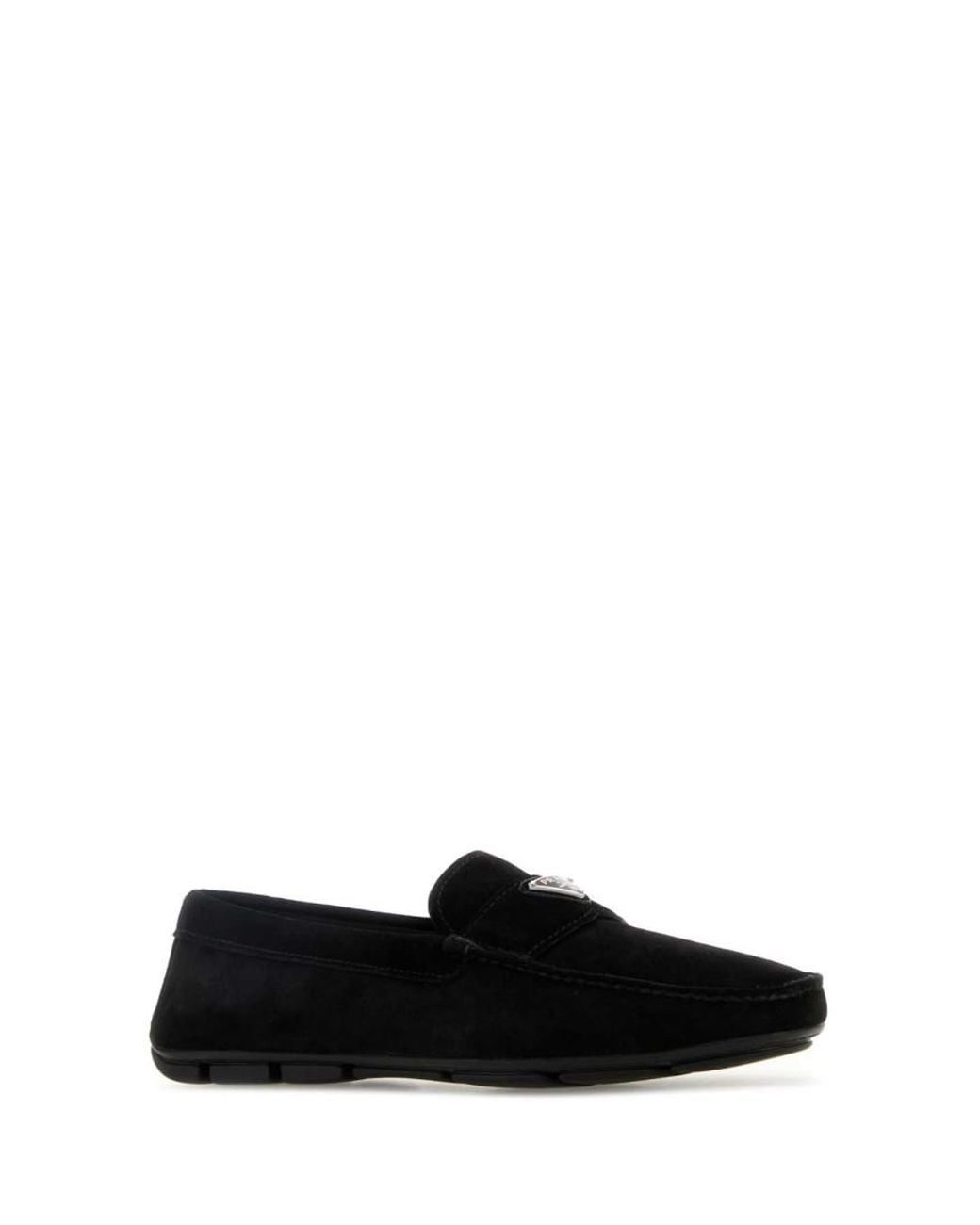 Prada Black Logo-Plaque Loafers for men