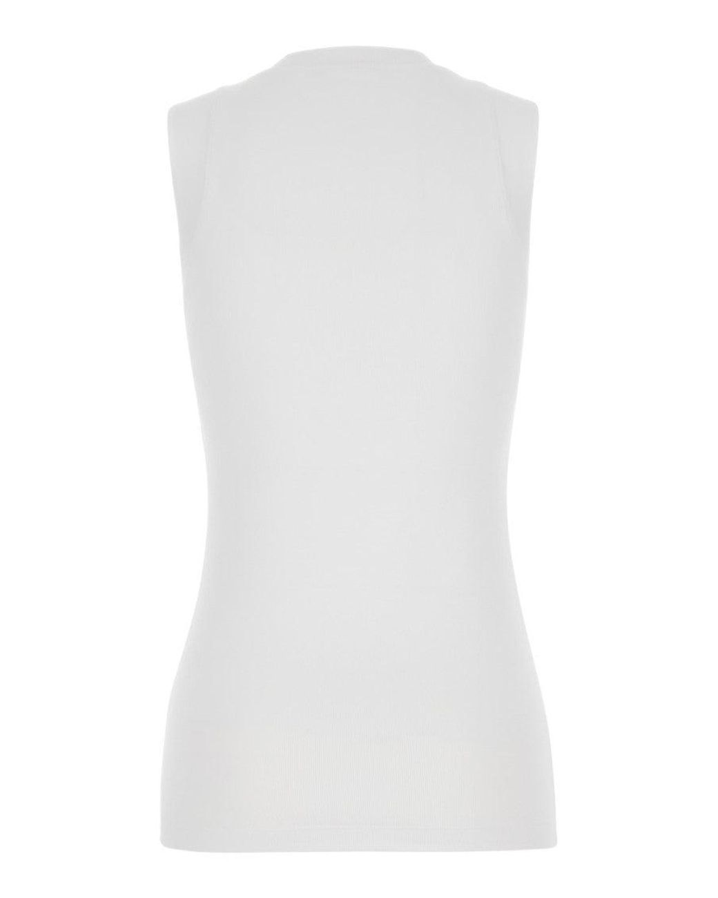 Brunello Cucinelli White V-Neck Tank Top