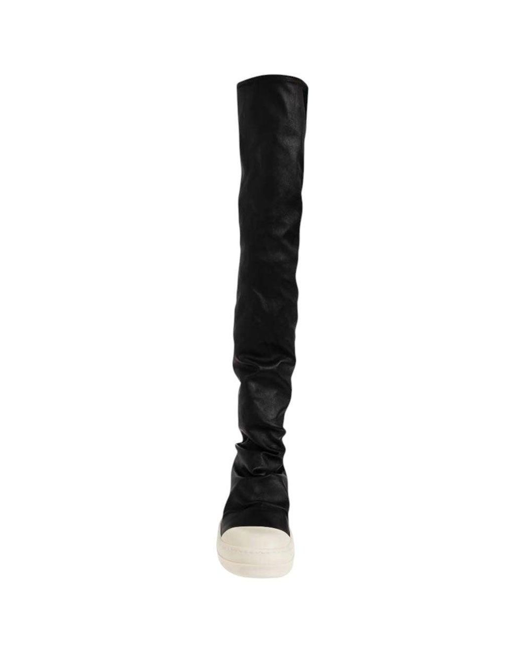 Rick Owens Black Leather Over-The-Knee Boots