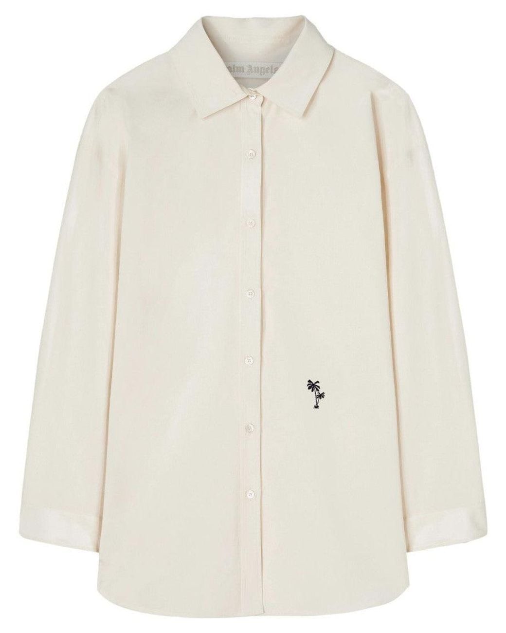 Palm Angels White Logo Cotton Shirt