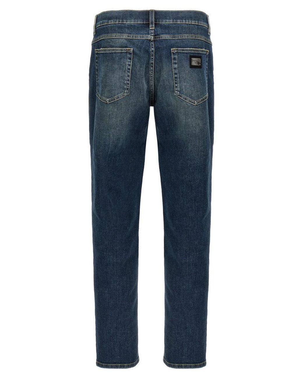 Dolce & Gabbana Blue Logo Plaque Jeans for men