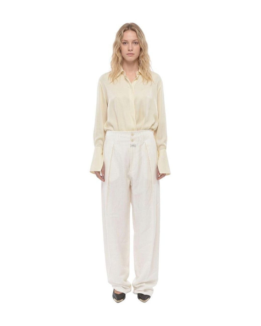 Etro White Loose Pleated Pants