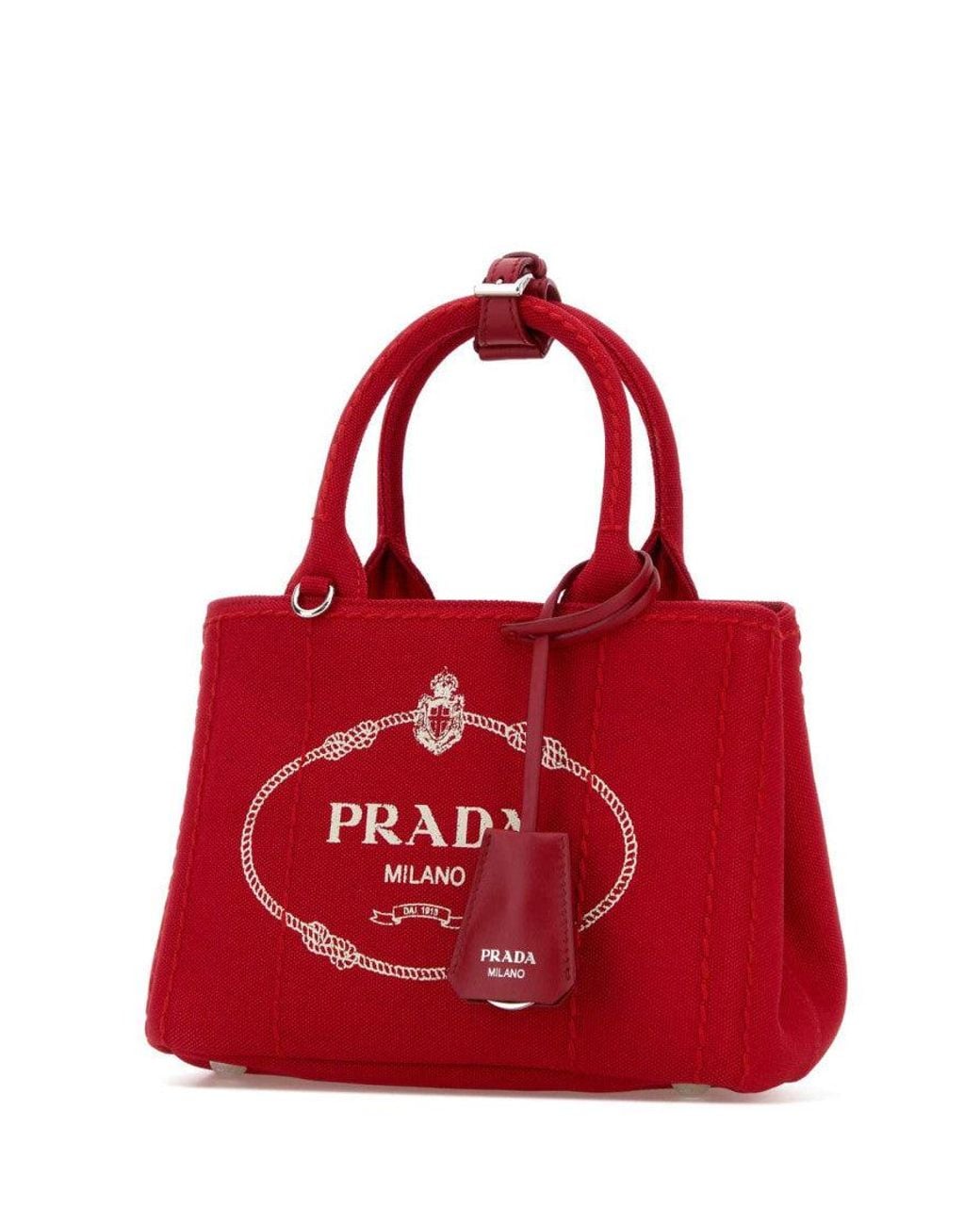 Prada Red Logo Mini Tote