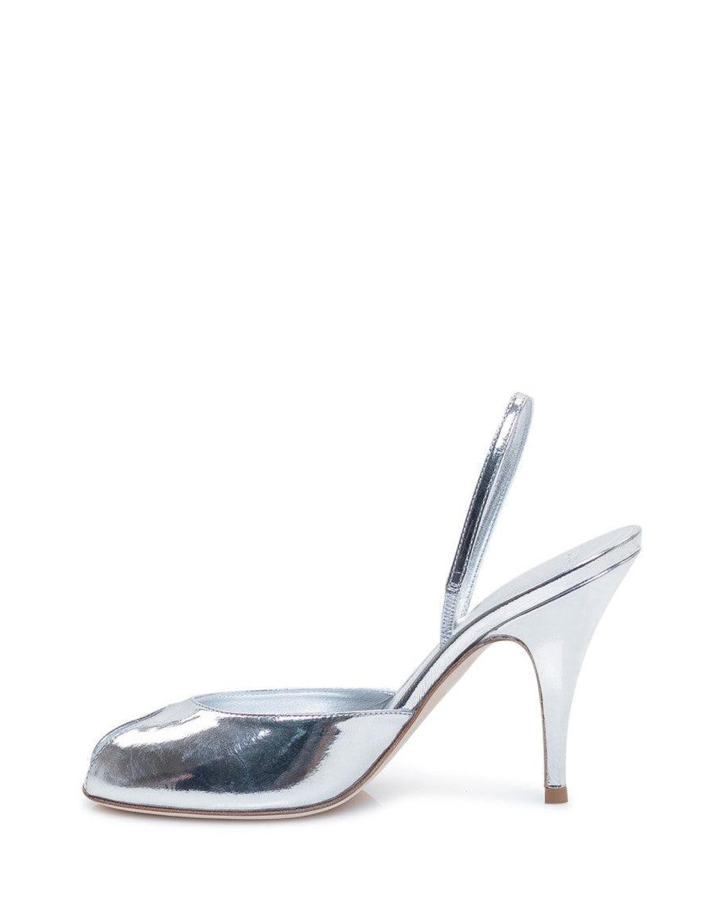 3Juin White Slingback Heels