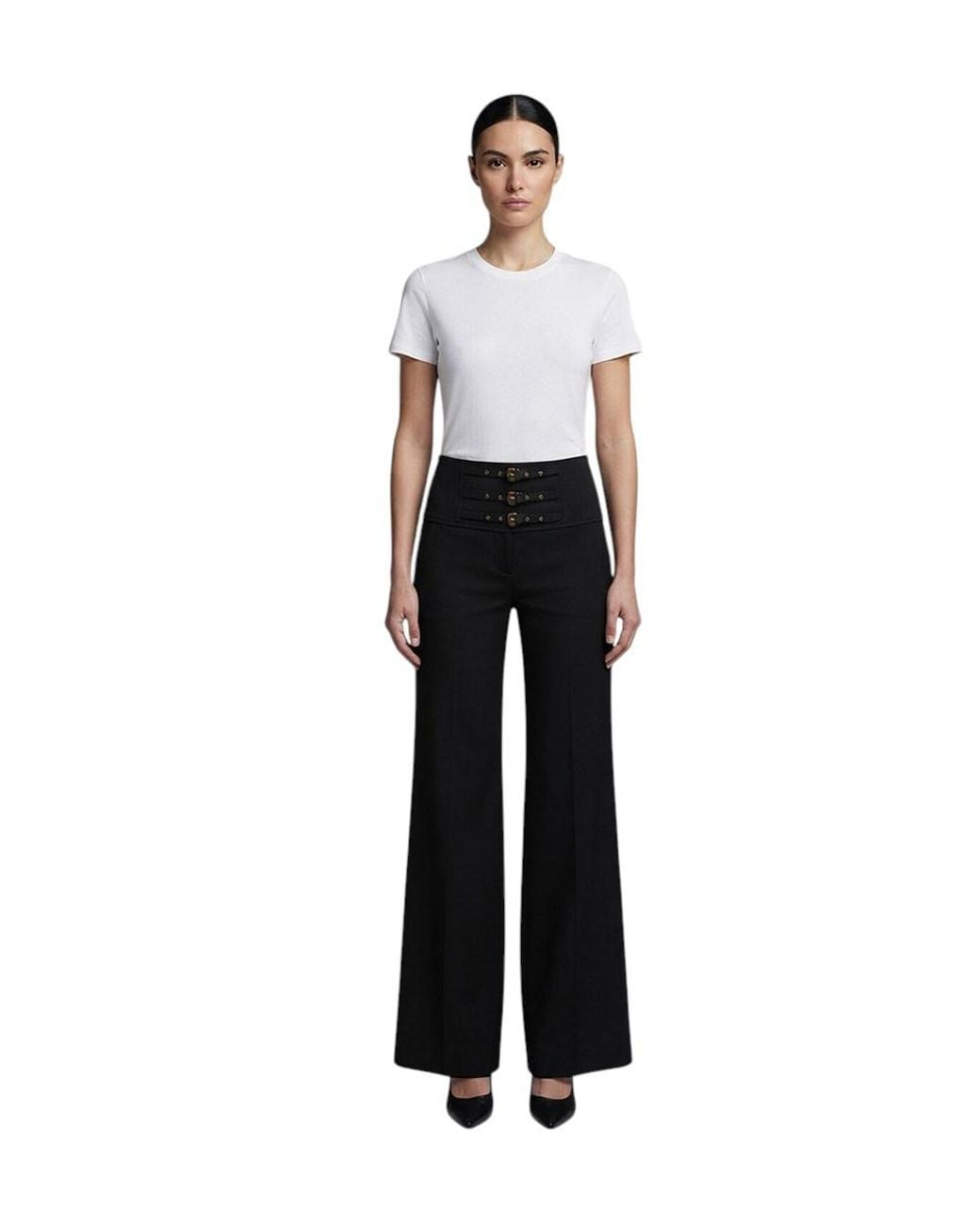 Versace White Flared Flat Front Pants
