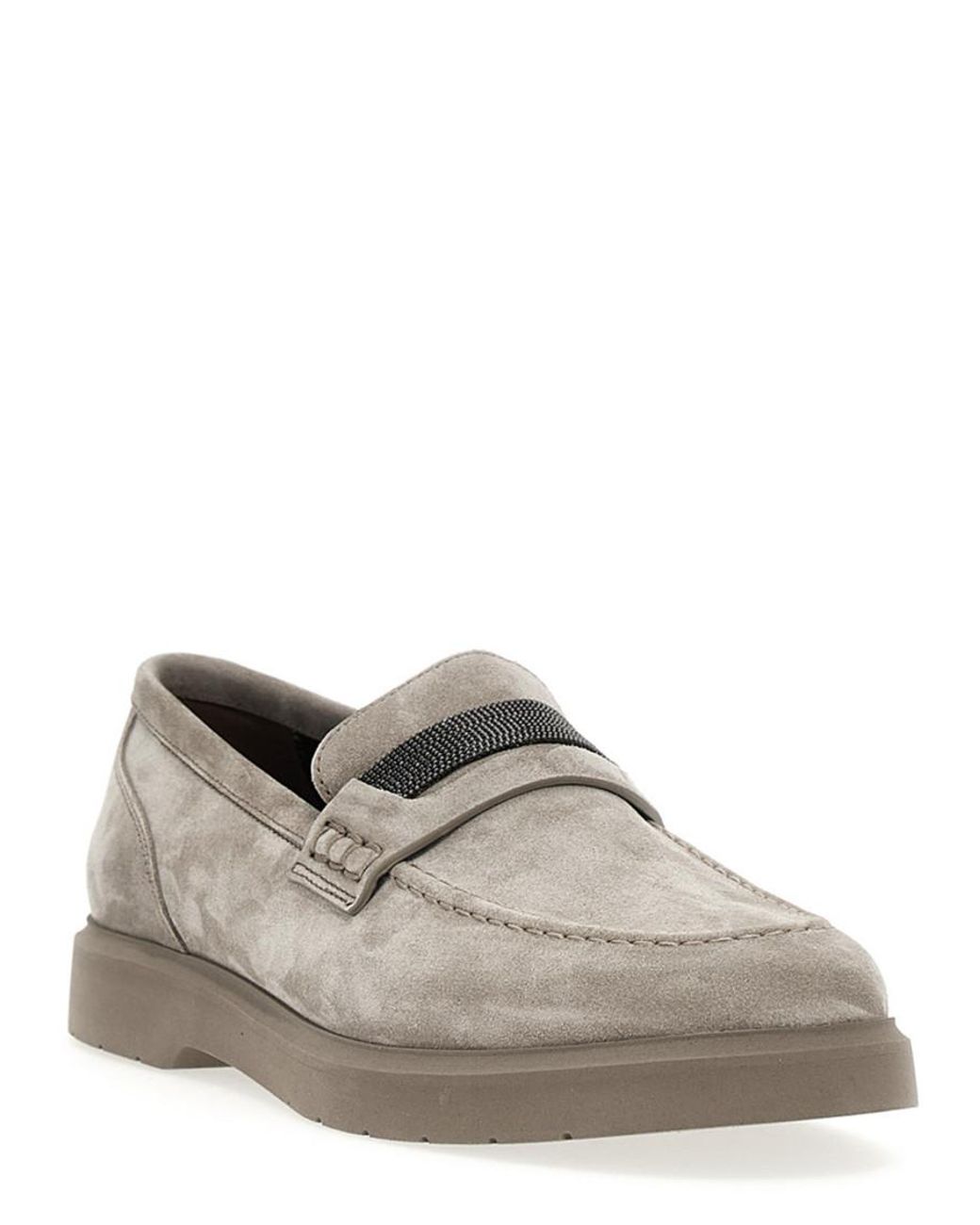 Brunello Cucinelli Gray Solid Monile Loafers