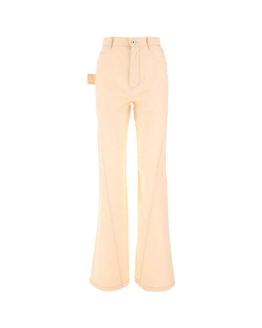 Bottega Veneta White Peach Wide Leg Pant