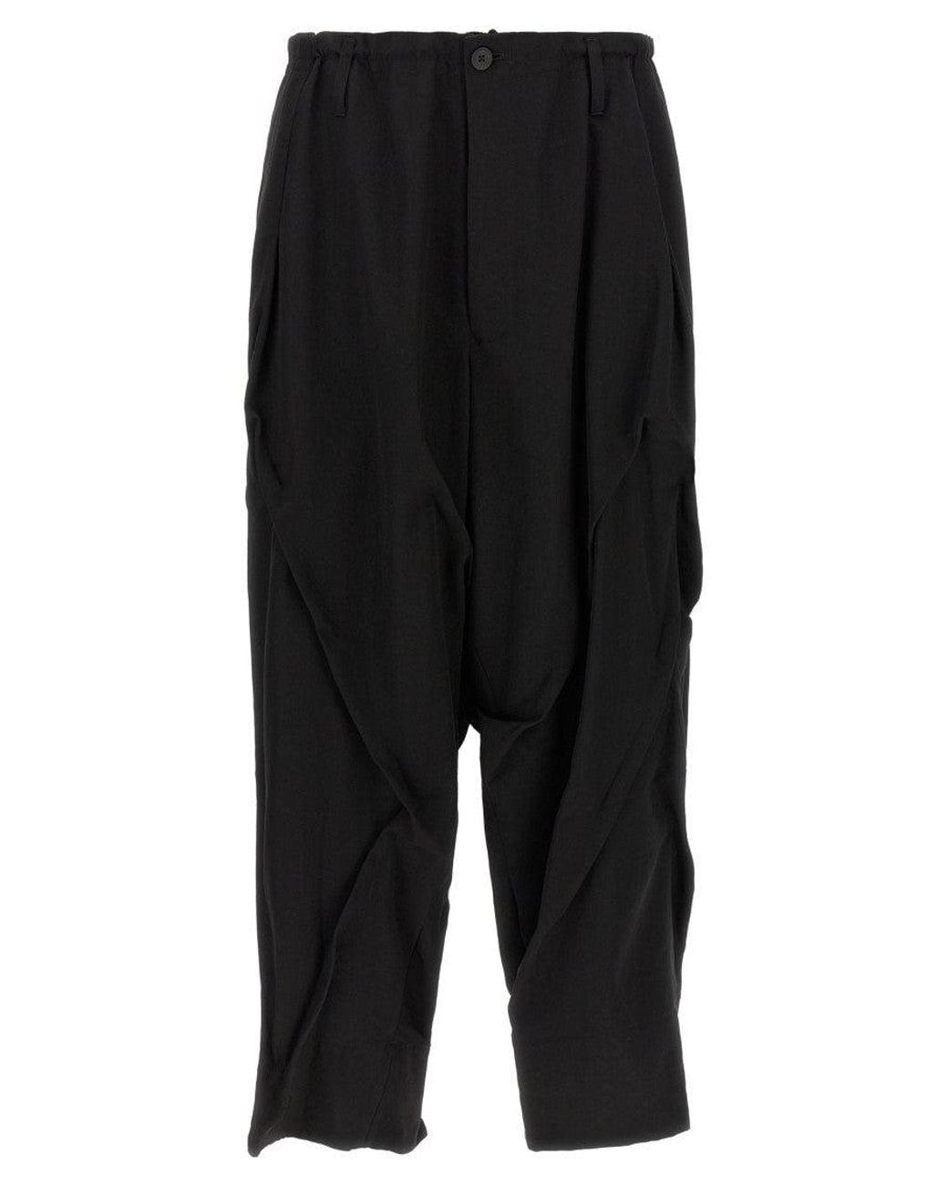 Yohji Yamamoto Black Relaxed Pleated Pant for men