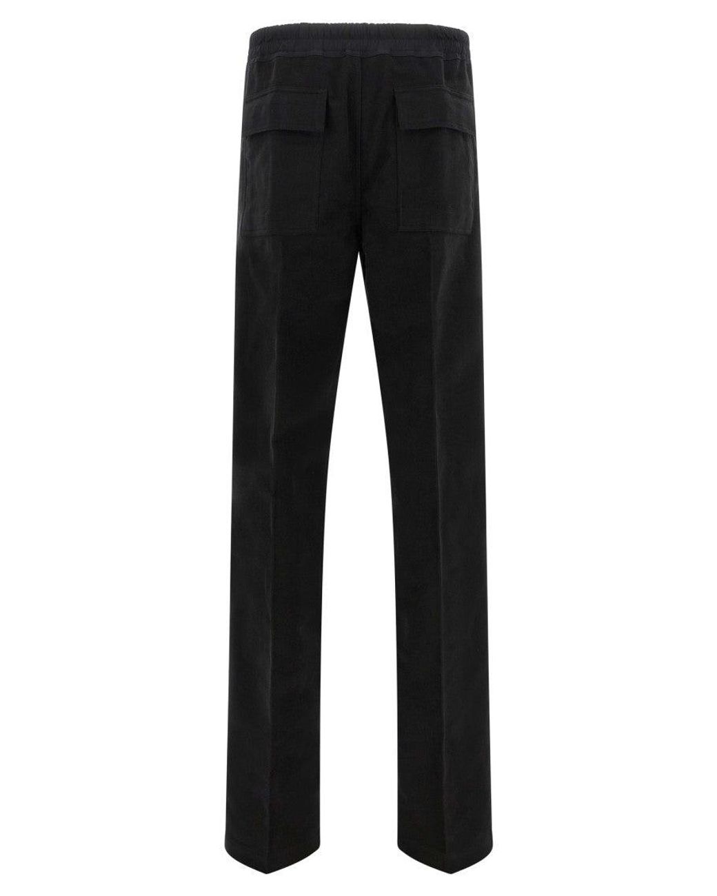 Rick Owens Black Straight Drawstring Pants for men
