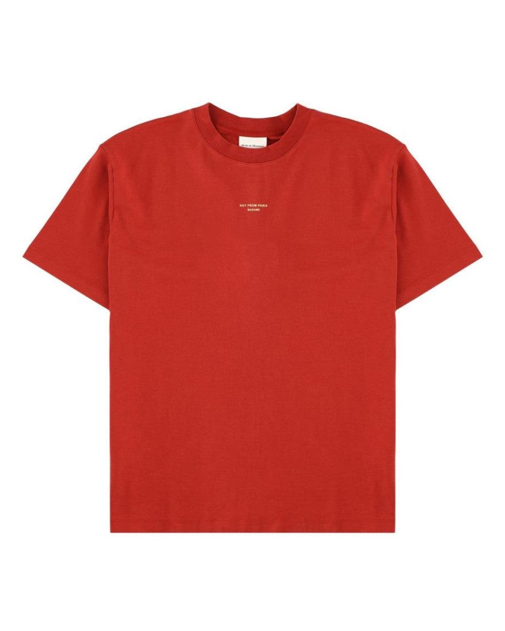 Drole de Monsieur Red Dark Crew Neck T-Shirt for men