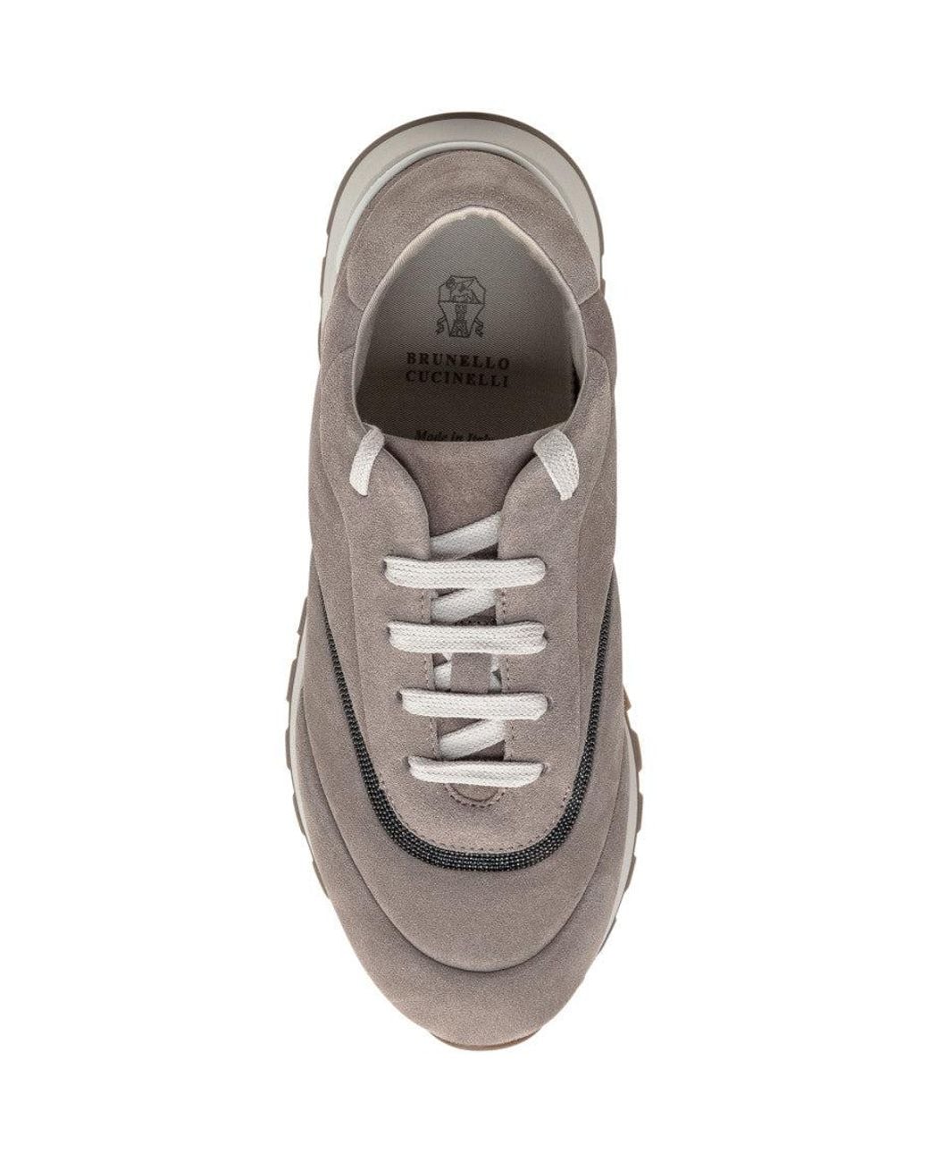 Brunello Cucinelli White Lace-Up Sneakers