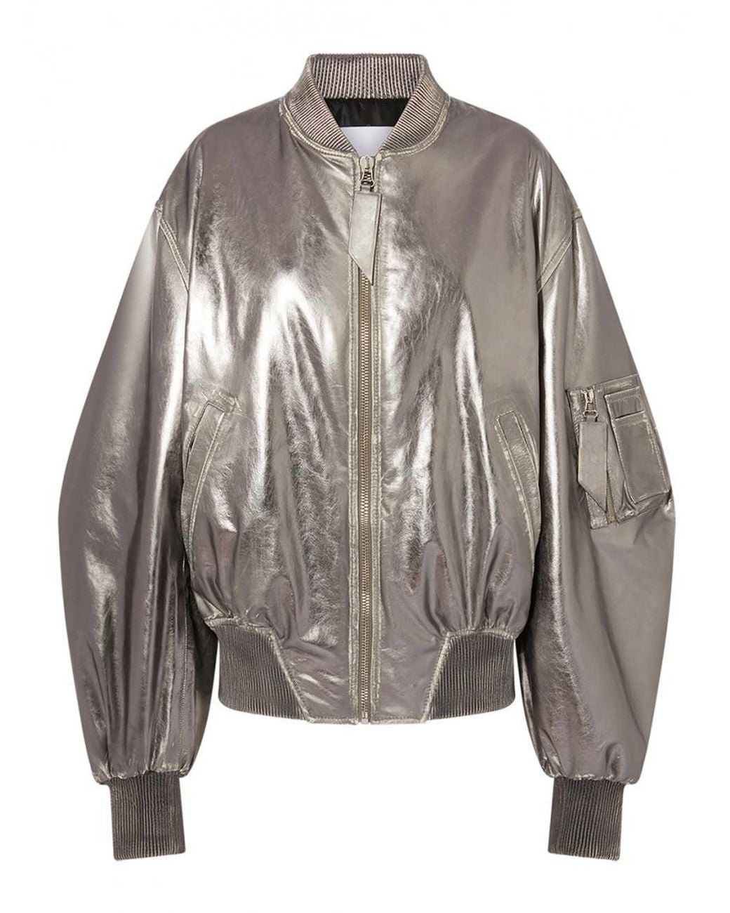 The Attico Gray Mirrored Leather Jacket