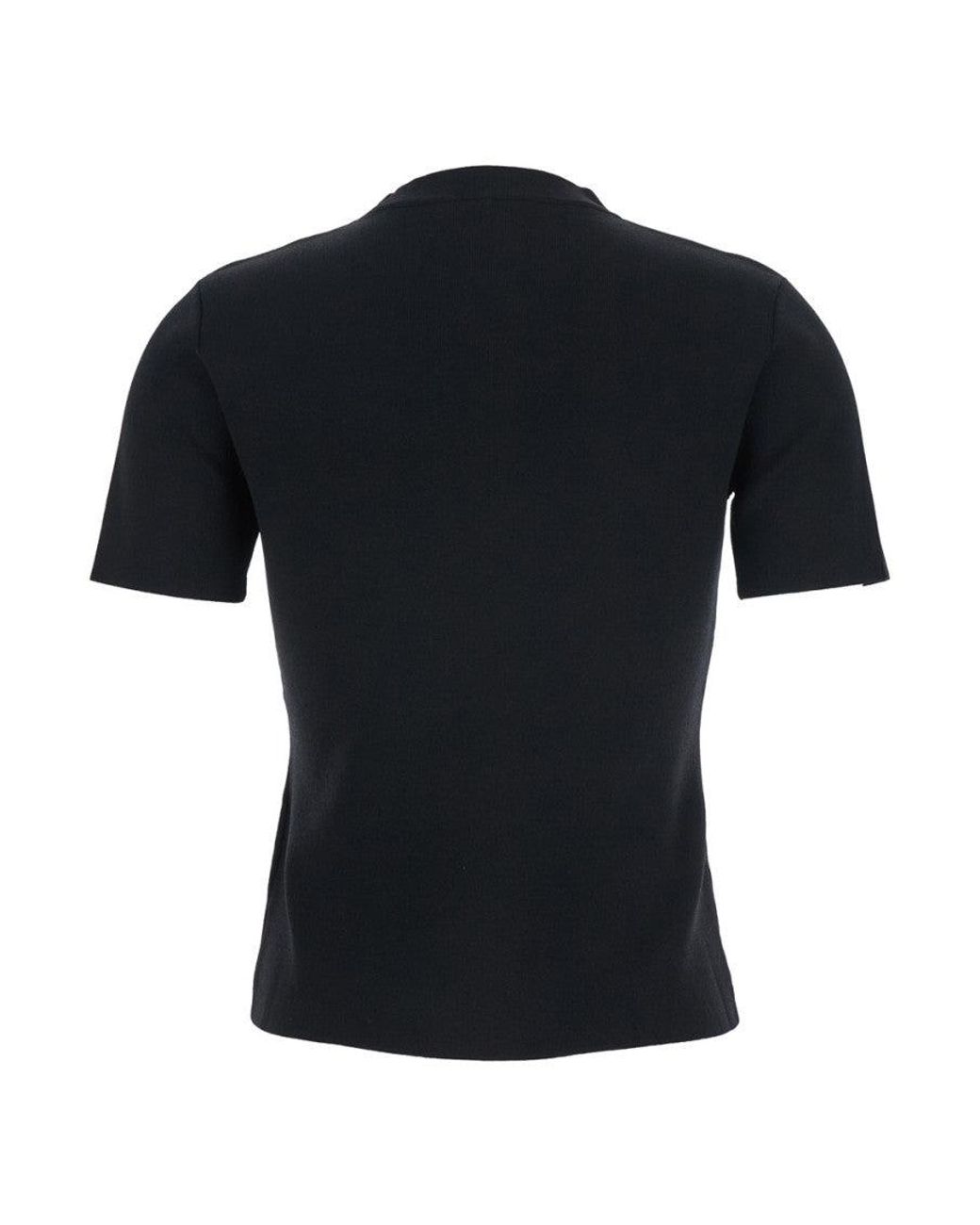 Max Mara Black Crewneck T-Shirt With Embroidered Logo Viscose T-Shirts & Jerseys