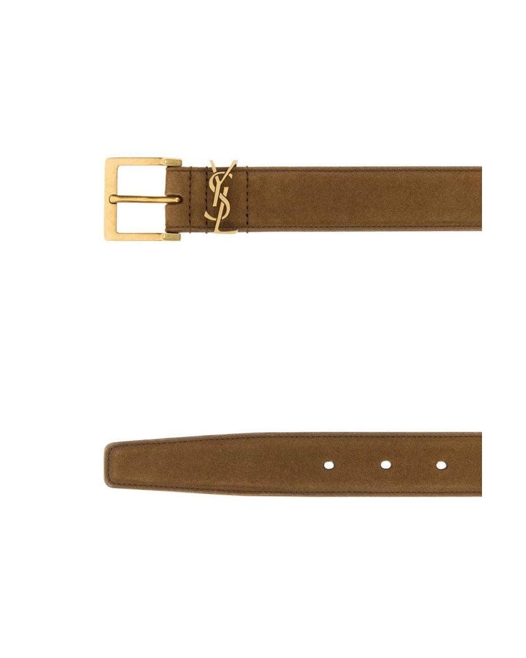Saint Laurent White Textured Buckle Belt for men