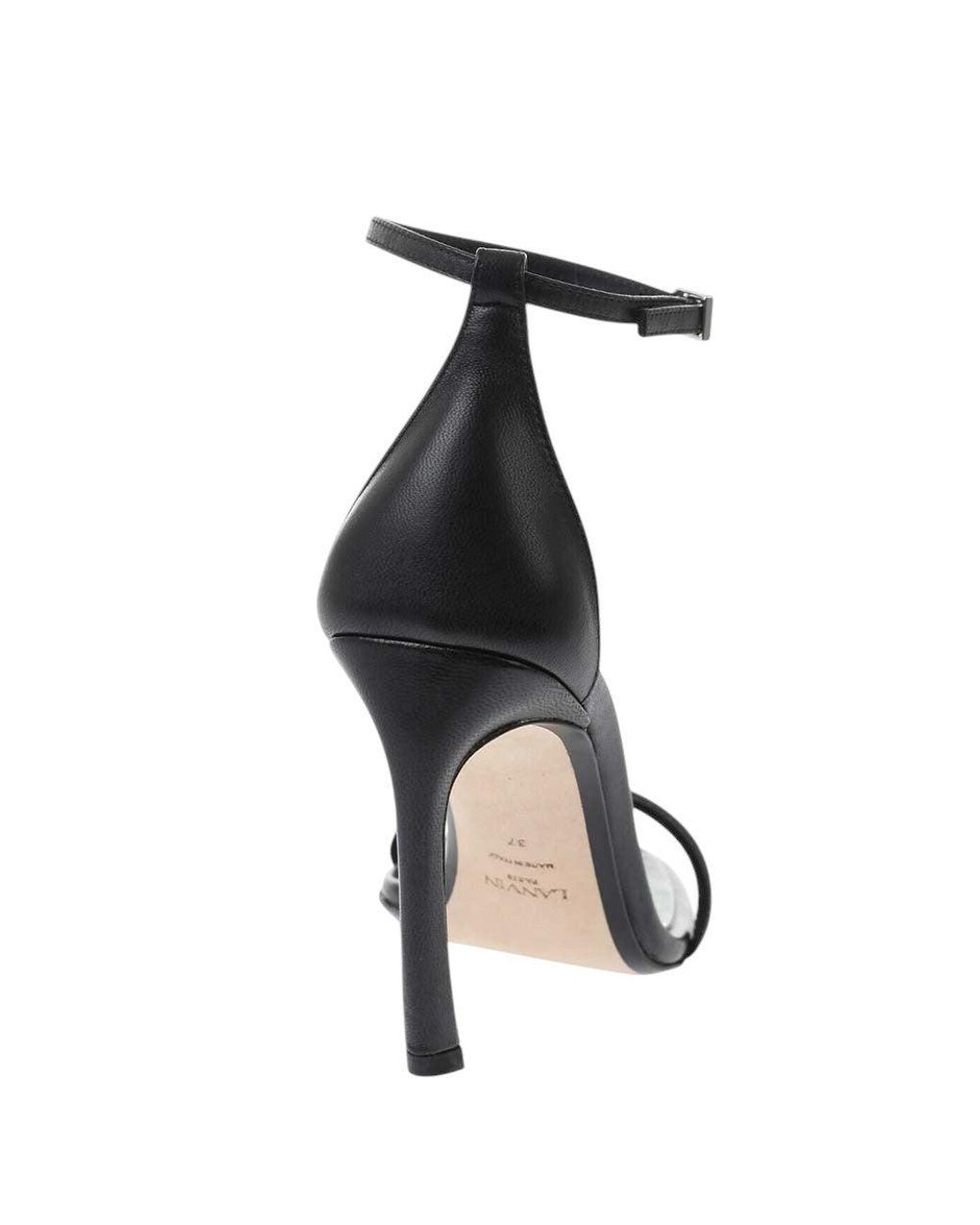 Lanvin White Ankle-Strap Leather Heels