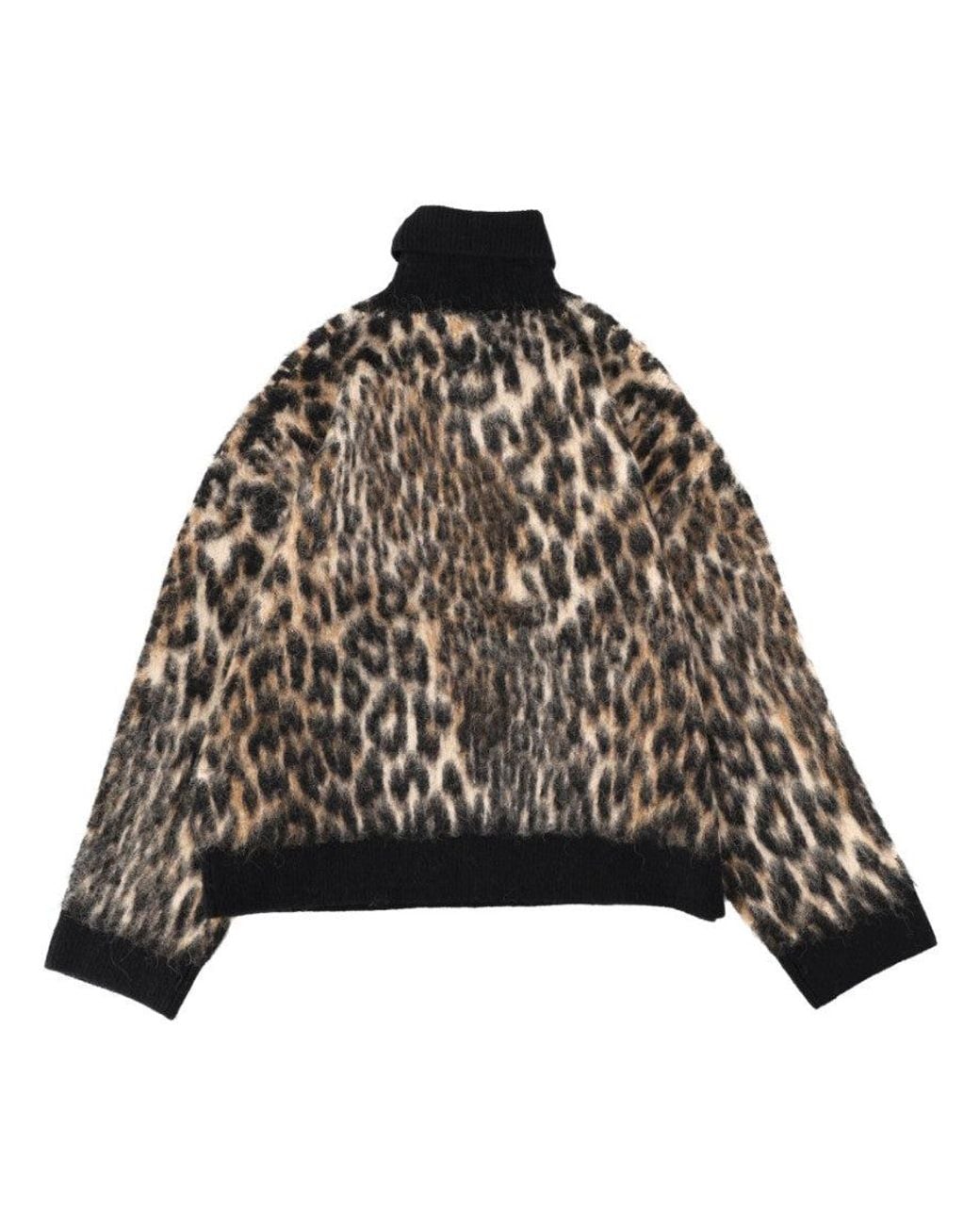 Ganni Black Animal Print Turtle Neck Sweater