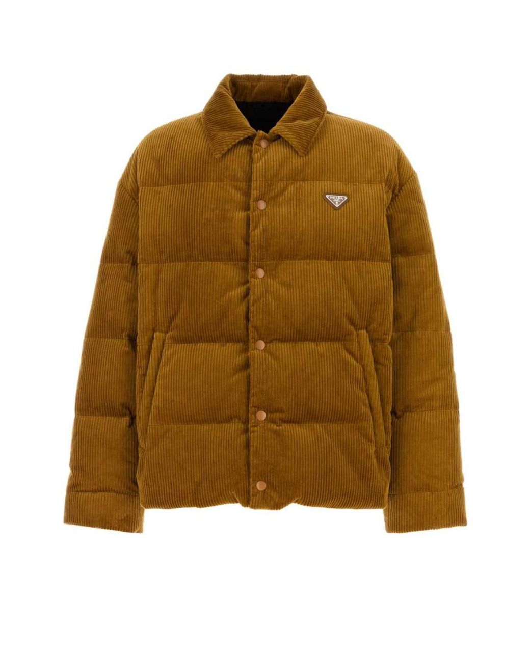 Prada Ochre Corduroy Down Jacket in Brown for Men | Lyst