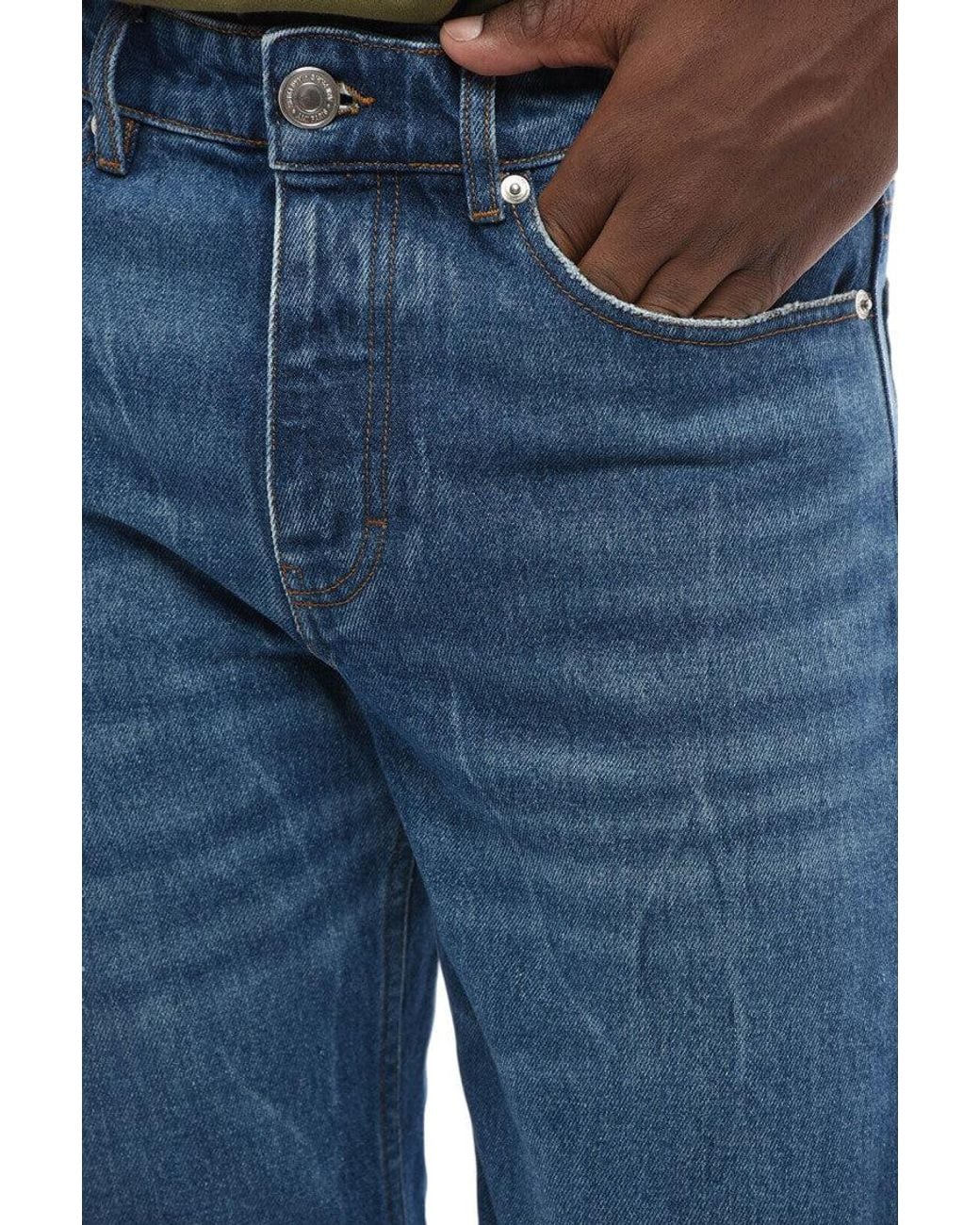AMI Blue Regular Mid Rise Jeans for men