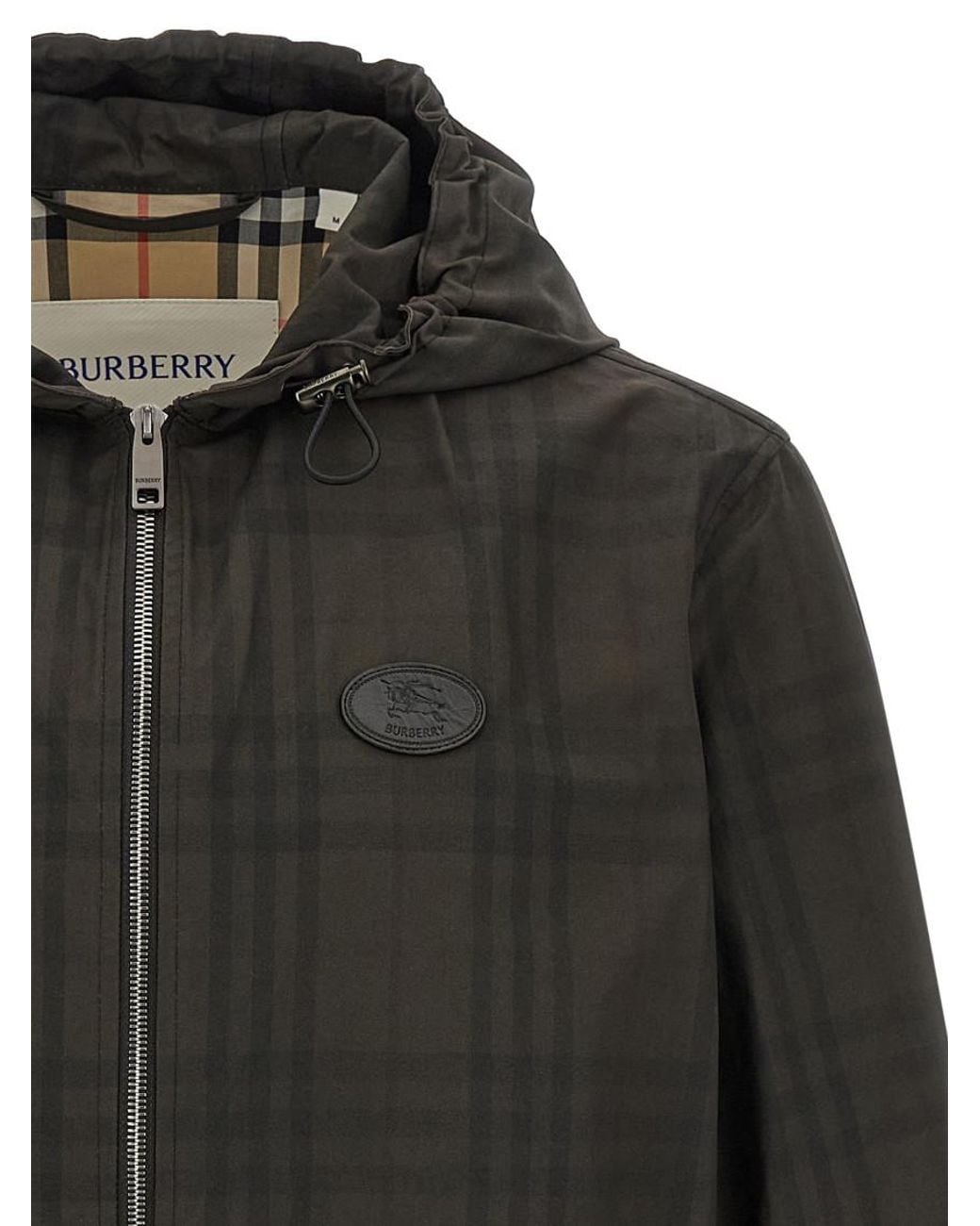 Burberry Gray Dark Check Jacket for men