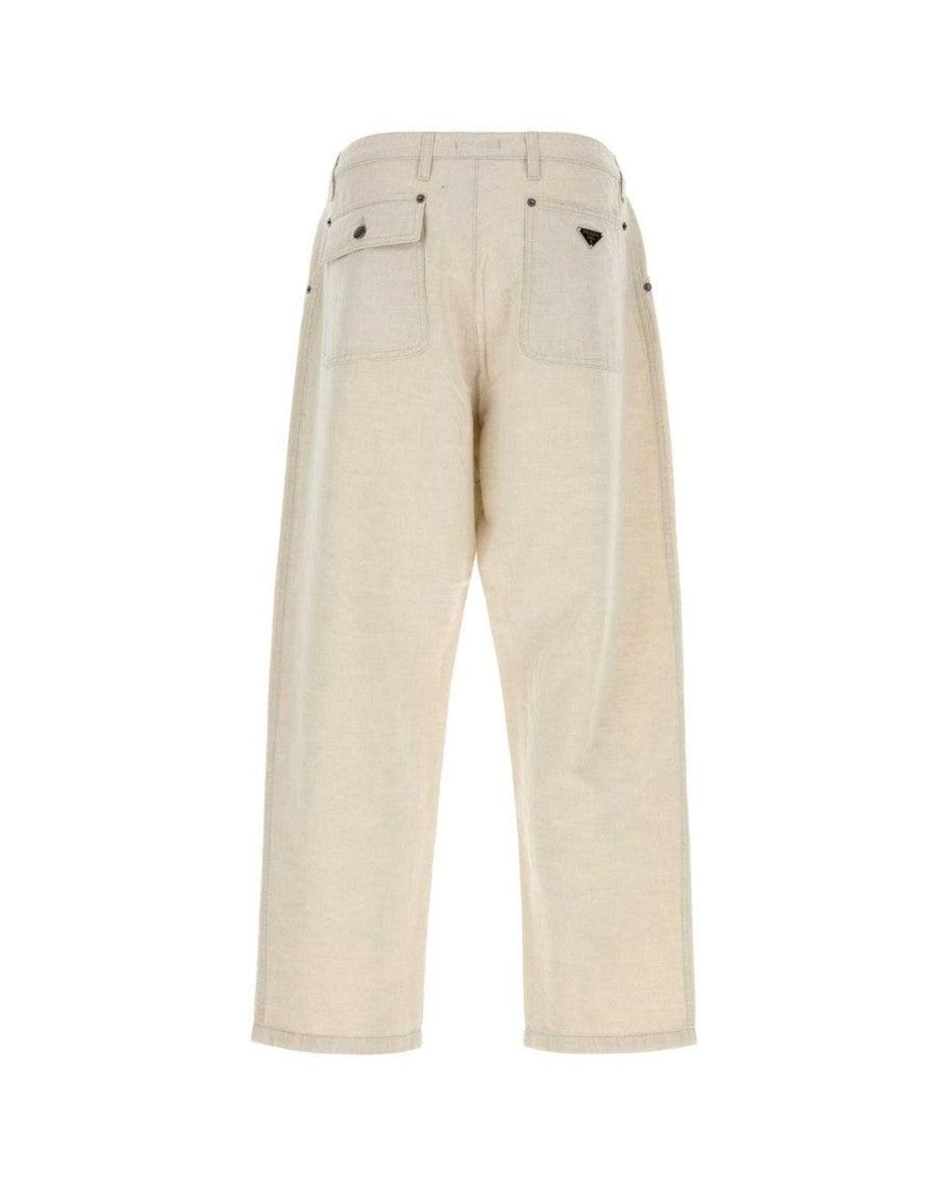 Prada Natural Ivory Chambray Pant for men
