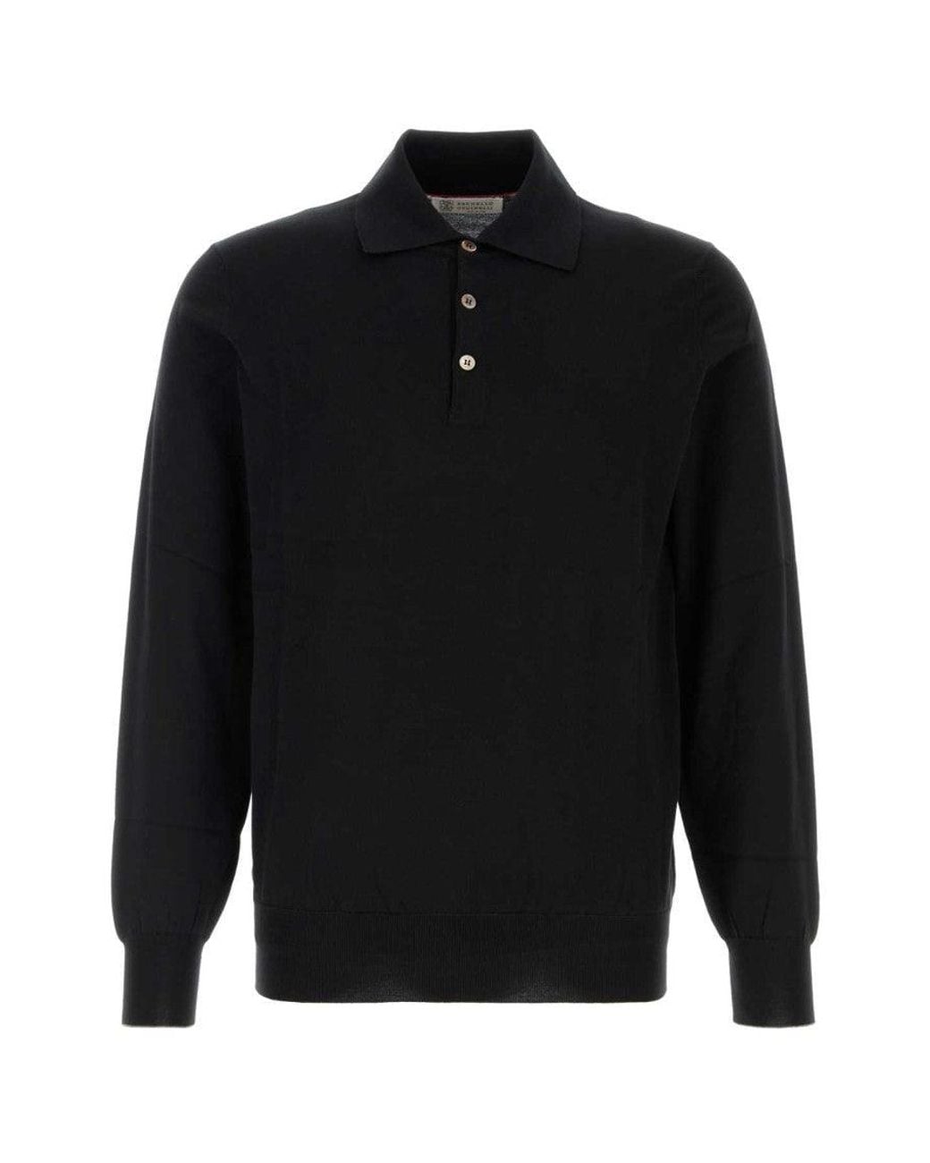 Brunello Cucinelli Black Full Sleeves Polo for men