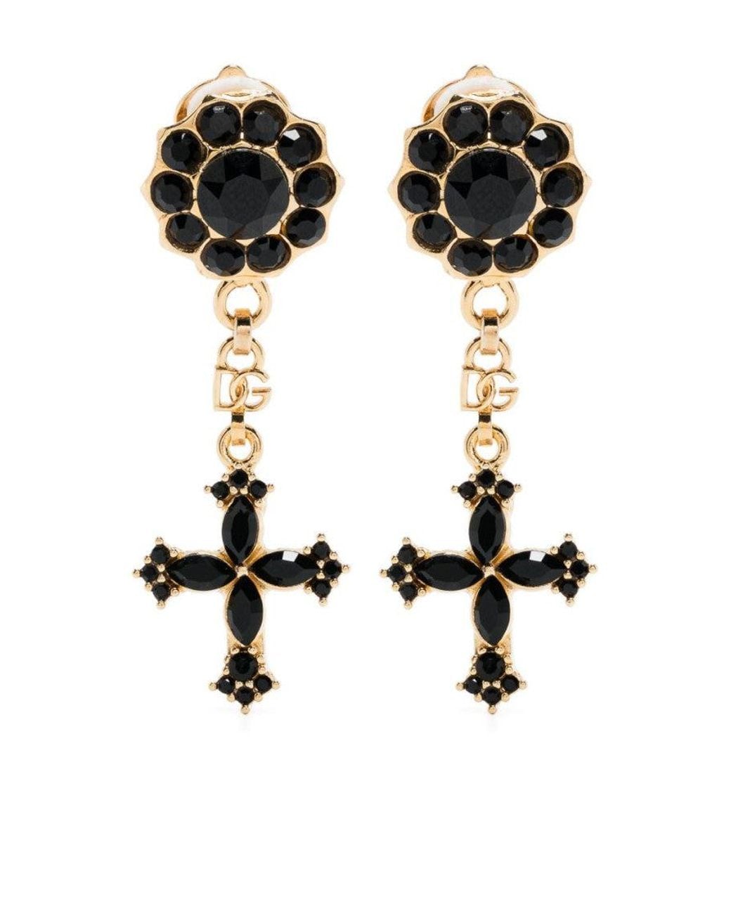 Dolce & Gabbana Black Charm Drop Earrings