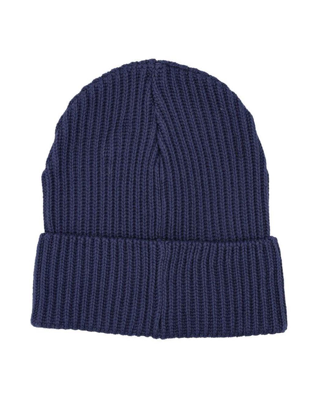 Patagonia Blue Fisherman Rolled Beanie Hat for men