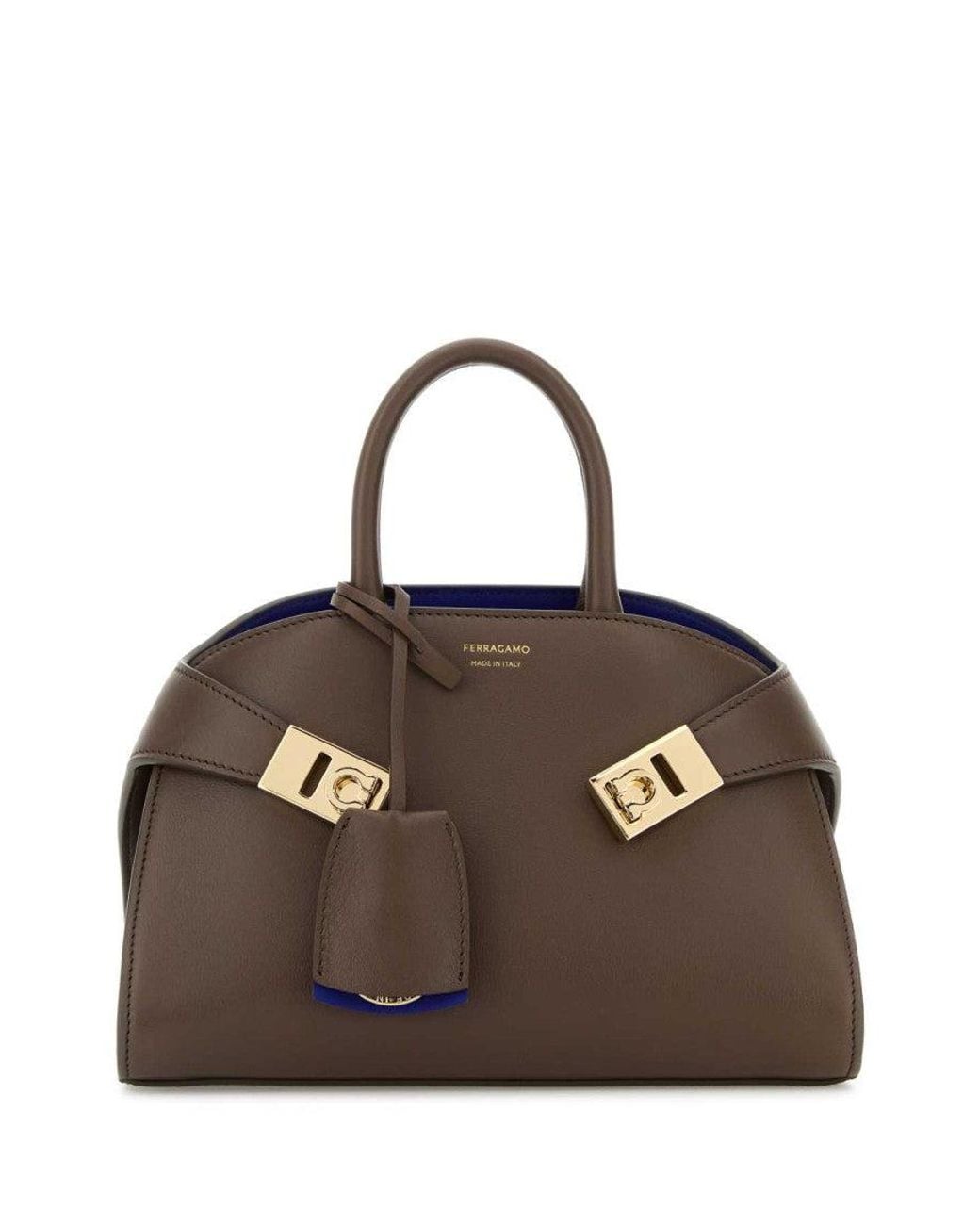 Ferragamo Brown Taupe Hug Bicolor Satchel